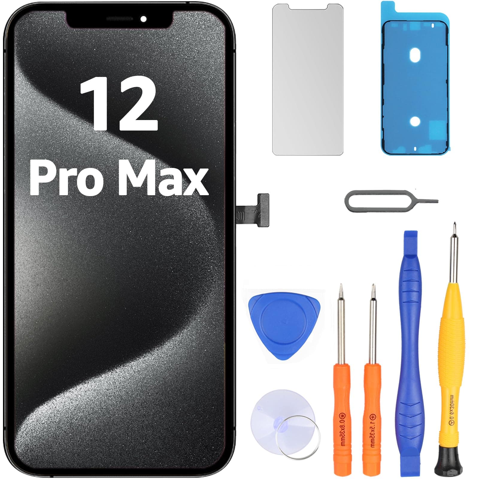 LL TRADER - Pantalla para iPhone 12 Pro Max LCD de 6,7" de repuesto FHD con digitalizador táctil 3D, marco de montaje y kits de reparación 2026