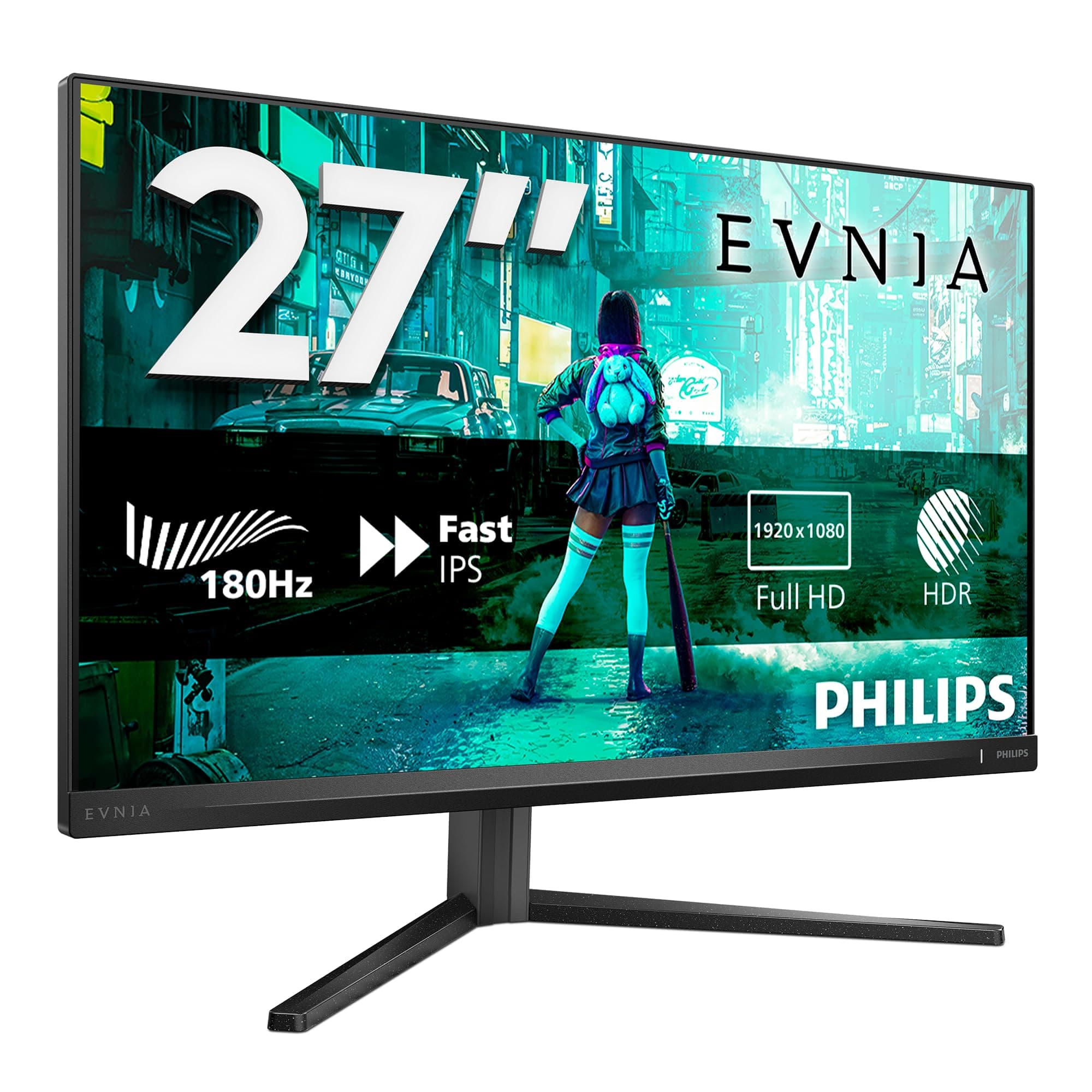 Philips 27M2N3200AM - Monitor Gaming Full HD de 27 Pulgadas, 180 Hz, 1ms GtG, FreeSync Prem., G-Sync Comp. (1920x1080, 2X HDMI, DisplayPort) Negro/Gris