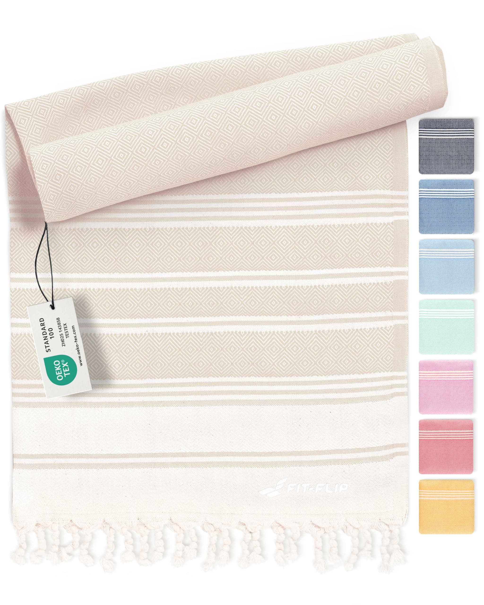 Fit-Flip Toallas Playa Hammam Pareos Grandes de algodón 100% Secado rápido | Diamond Arena, 100 × 200 cm, Toalla Pareo compacta, gigante y secado rápido, Fouta XL absorbente, ideal para Piscina