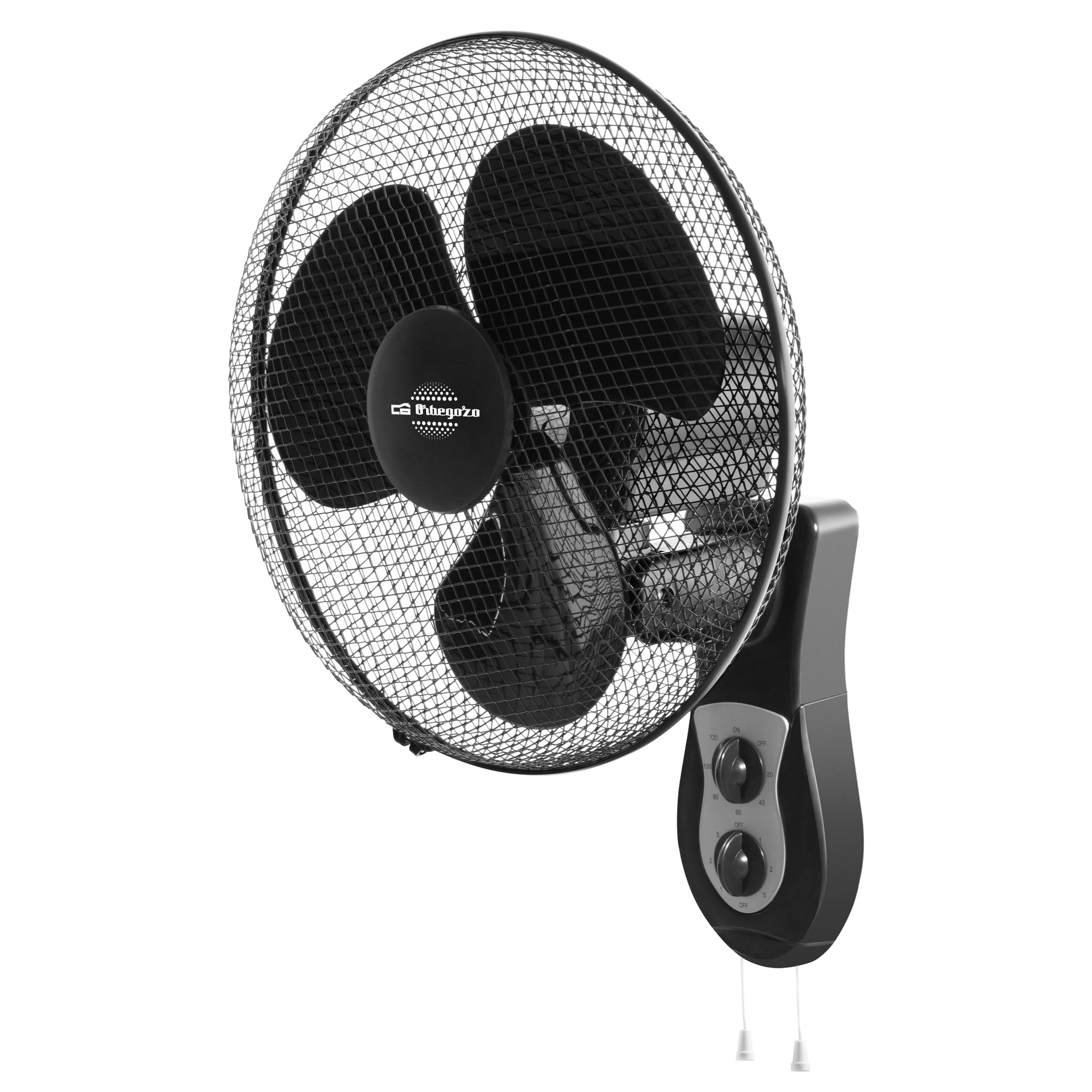Orbegozo WF 0141, Ventilador de pared, 40 W, 3 velocidades, temporizador de 120 minutos, rejilla de protección, movimiento oscilante, 3 aspas de 40 cm, color negro.