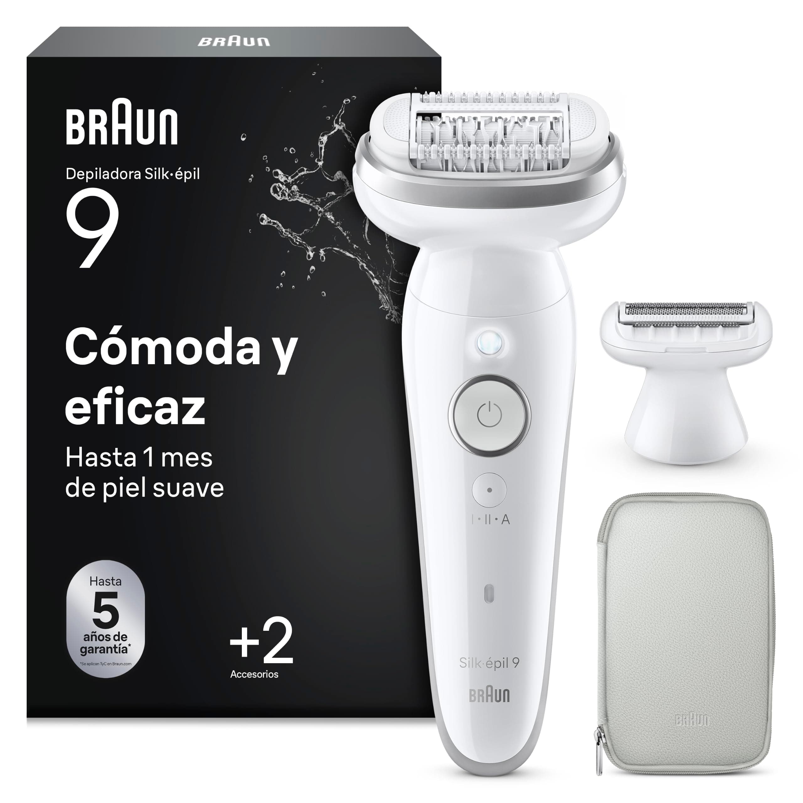 Braun Depiladora Eléctrica Mujer Silk·épil 9, Depiladora Corporal Con Cabezal Pivotante, Peine Recortador y Funda, Depila, Rasura y Recorta, Uso En Seco Y Mojado, Depilación Suave Duradera, 9-041