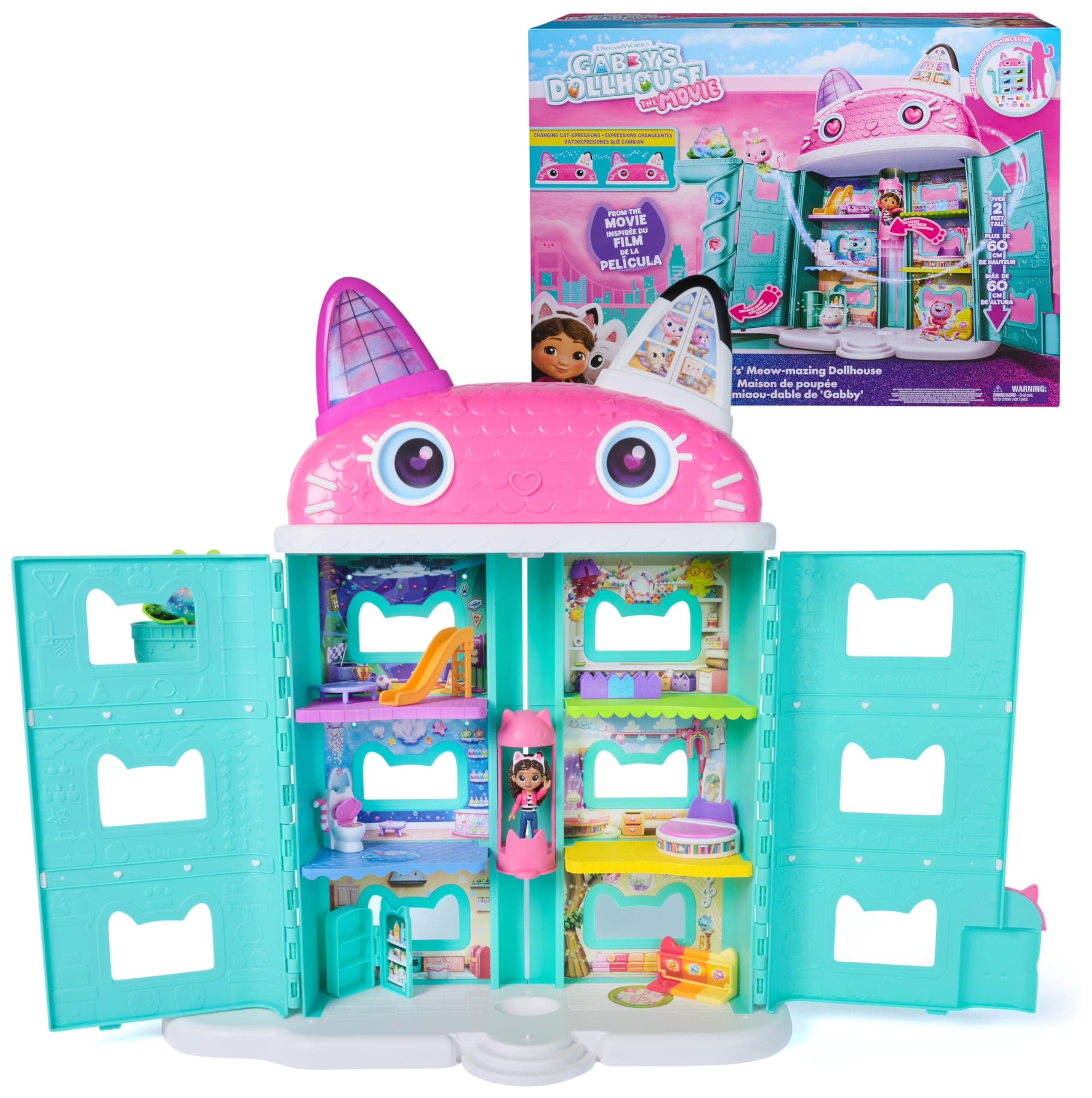 Gabby's Dollhouse The Movie, la Casa delle Bambole di Gabby a Tema Movie, Con Occhi Lenticolari, Personaggi e Mobili per la Casa delle Bambole, Alta 60 cm, 3+ Anni