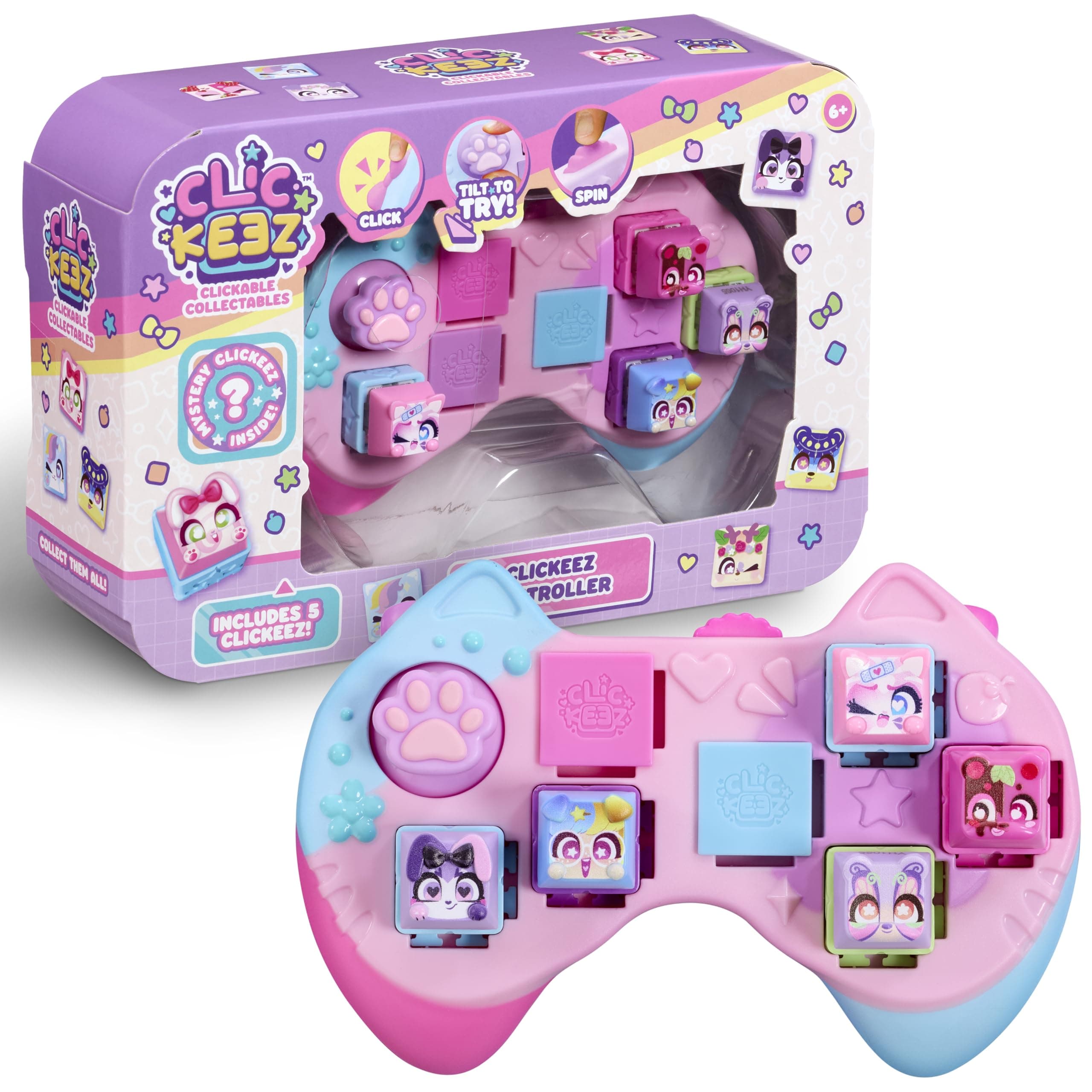 Goliath - CLICKEEZ Controller - 5 Touches Kawaii Cliquables+ 1 Manette + Guide Collection - Jouet Fidget ASMR Customisable – Keycaps à Clipser - 70 Personnages à Collectionner – Idée Cadeau dès 6 Ans