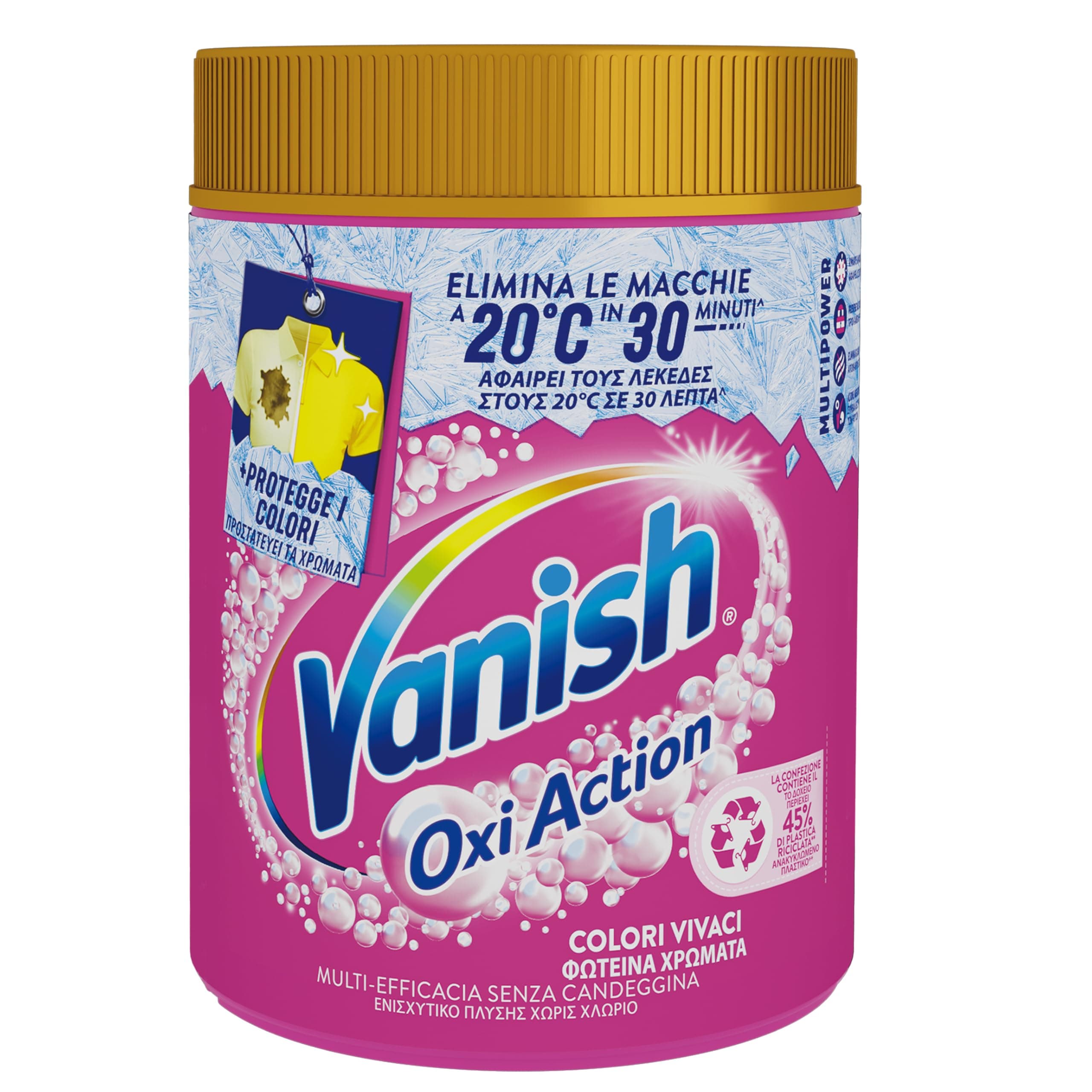 Vanish Oxi Action Multipower Polvere Rosa, Smacchiatore per Capi Colorati, 1 Confezione da 1Kg di Smacchiatore per Bucato, Additivo Lavatrice Multiazione senza Candeggina