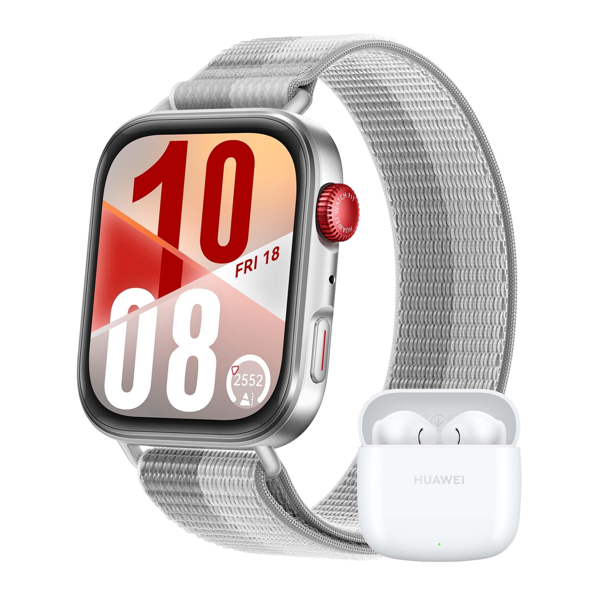 HUAWEI Watch FIT 4 Montre connectée, + Freebuds SE 2 Blanc, Ultra-Fine, iOS et Android, Autonomie de la Batterie jusqu'à 10 Jours, Appels Bluetooth, GPS, AMOLED écran, Tracker d'activité, Gris