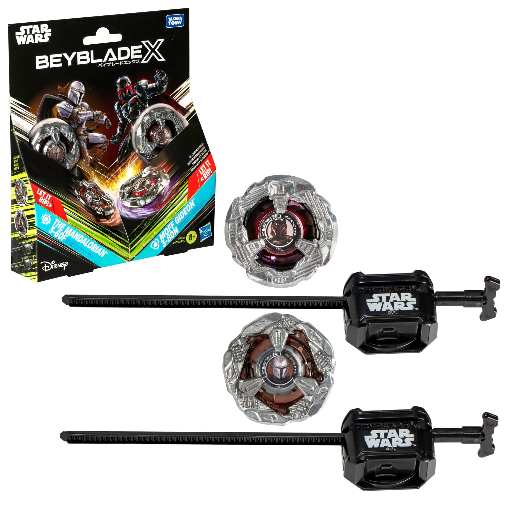 Hasbro Beyblade X in collaborazione con Star Wars, The Mandalorian 3-60F vs. Moff Gideon 3-80N, Confezione Multipla