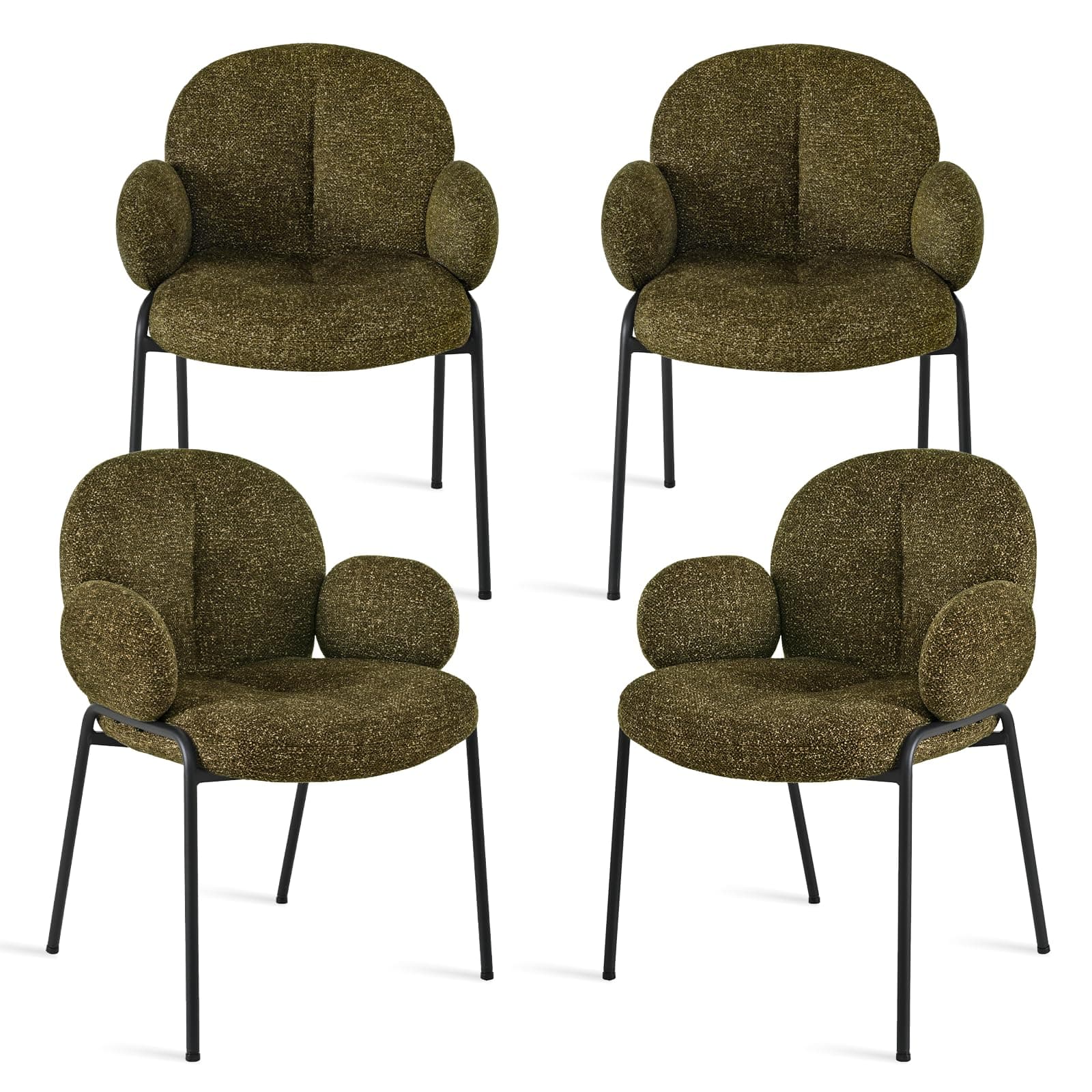 Goeurvant Lot de 4 Chaises de Salle à Manger Vert,avec accoudoirs - Chaises rembourrées Modernes avec Dossier,Pieds réglables en Hauteur,chaises de Cuisine en Boucle pour Salon,Salle à Manger