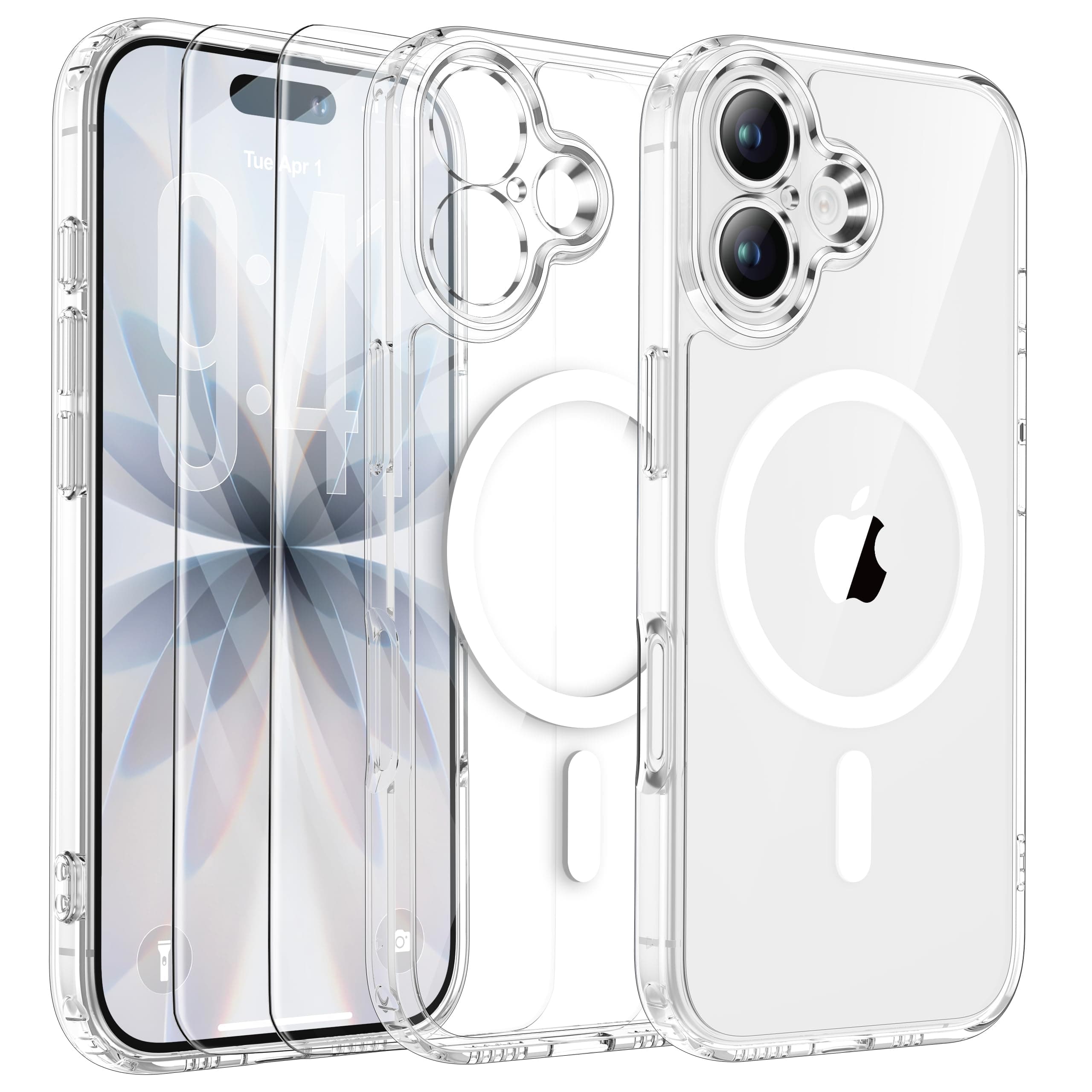 ORETECH Coque pour iPhone 17 avec 2 Verre Trempé, Compatible avec Mag-Safe, Protection de l'objectif Amélioré, Antichoc Étui Protection Militaire Coque Magnétique pour iPhone 17 6.3" Transparente