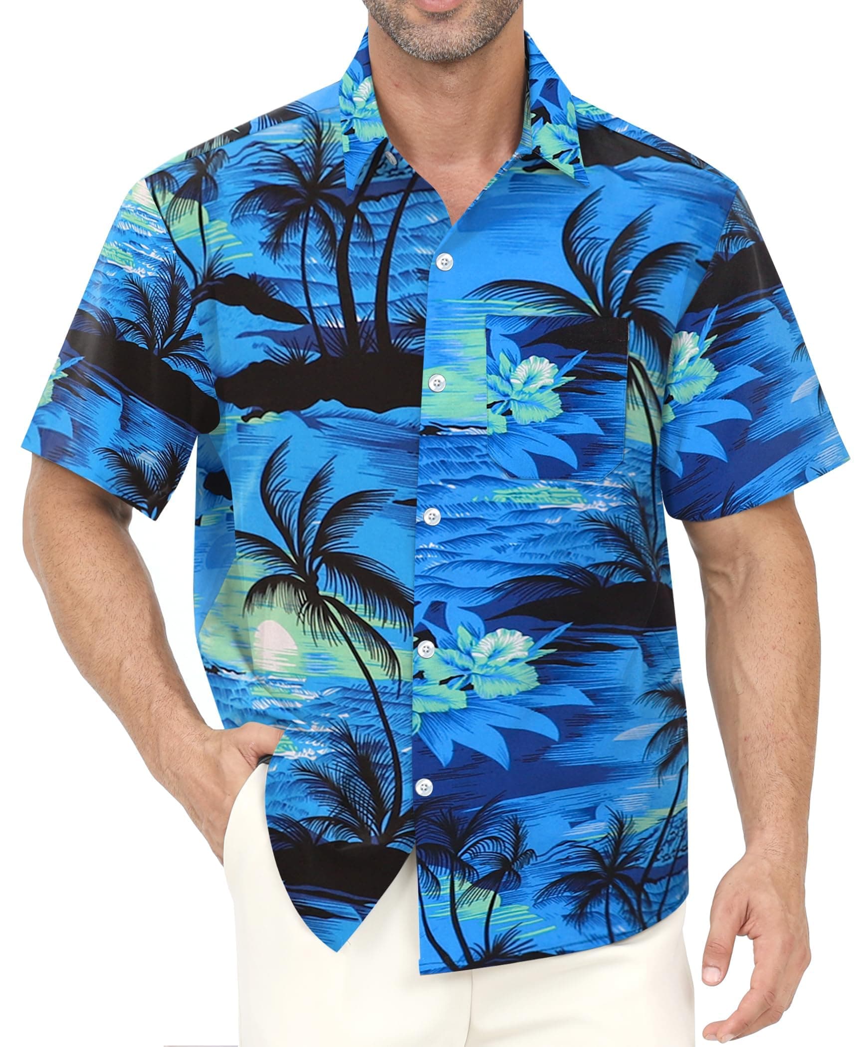 Gavliuu Chemise Hawaiienne Homme Manches Courtes Imprimé Tropical Léger Plage Décontracté