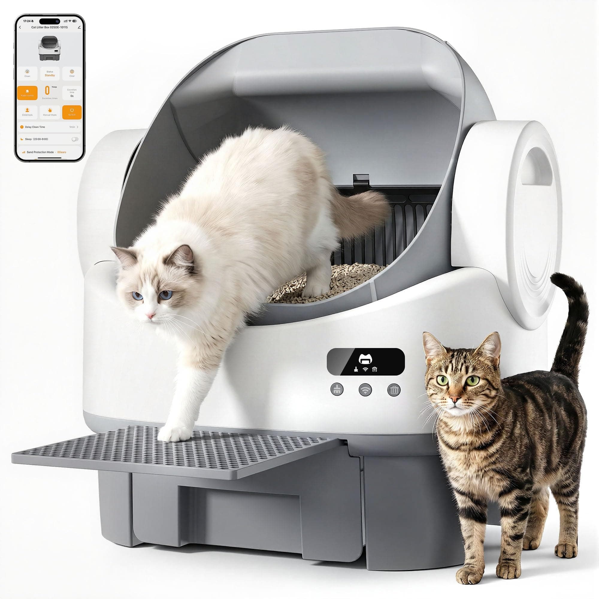 JUMMICO Litiere pour Chat Autonettoyante, Pilotage par Application, 6 Capteurs de Sécurité, Bac à Déchets de 12L (Jusqu'à 15 Jours sans Nettoyage), Conception Grande Capacité XXL Ouverte