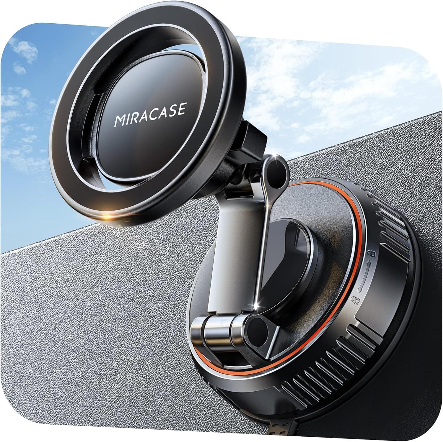 Miracase Support Telephone Voiture pour MagSafe Dernière Version Améliorée | 3600gf Aimant Puissant, 89LBS Base à Ventouse, Rotation 360°, Compatible avec iPhone 18 17 16 15 et Autre Smartphones