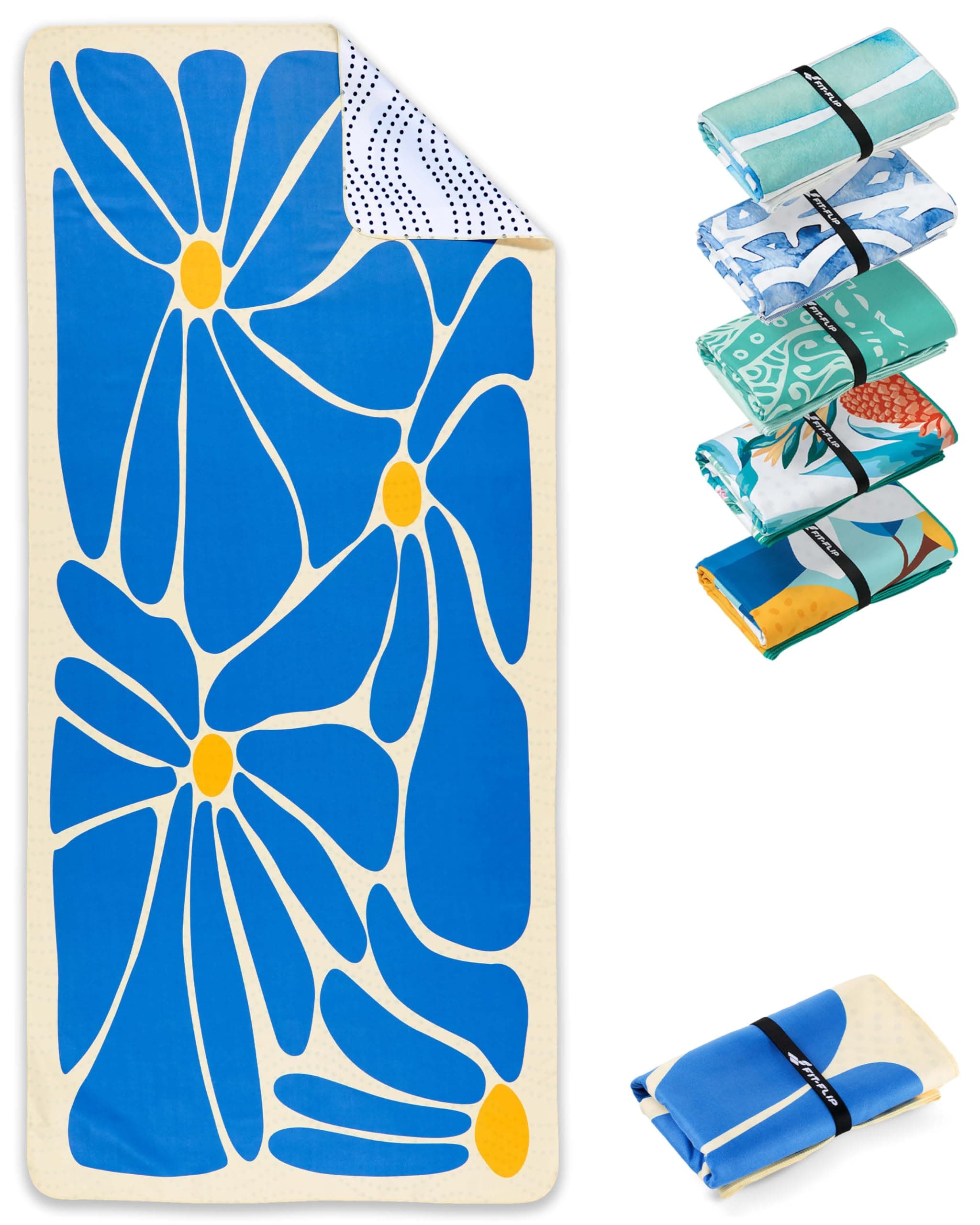 Fit-Flip Telo Mare microfibra – leggero, fine e ad asciugatura rapida – asciugamano microfibra grande – teli antisabbia da spiaggia – 100% riciclato - Groovy Flowers 200x90cm