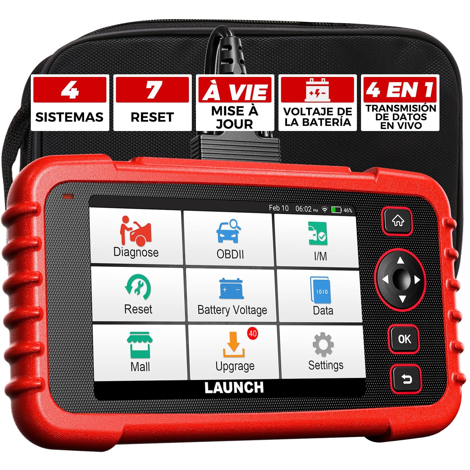 LAUNCH CRP123X V3.0 - OBD2 Diagnosis Coche Multimarca Profesional - Escáner 4 Sistemas, Reset EPB/DPF/Aceite, SAS/BMS/TPMS, Test de Batería, Lectura Vin con ACTUALIZACIONES Gratis DE por Vida