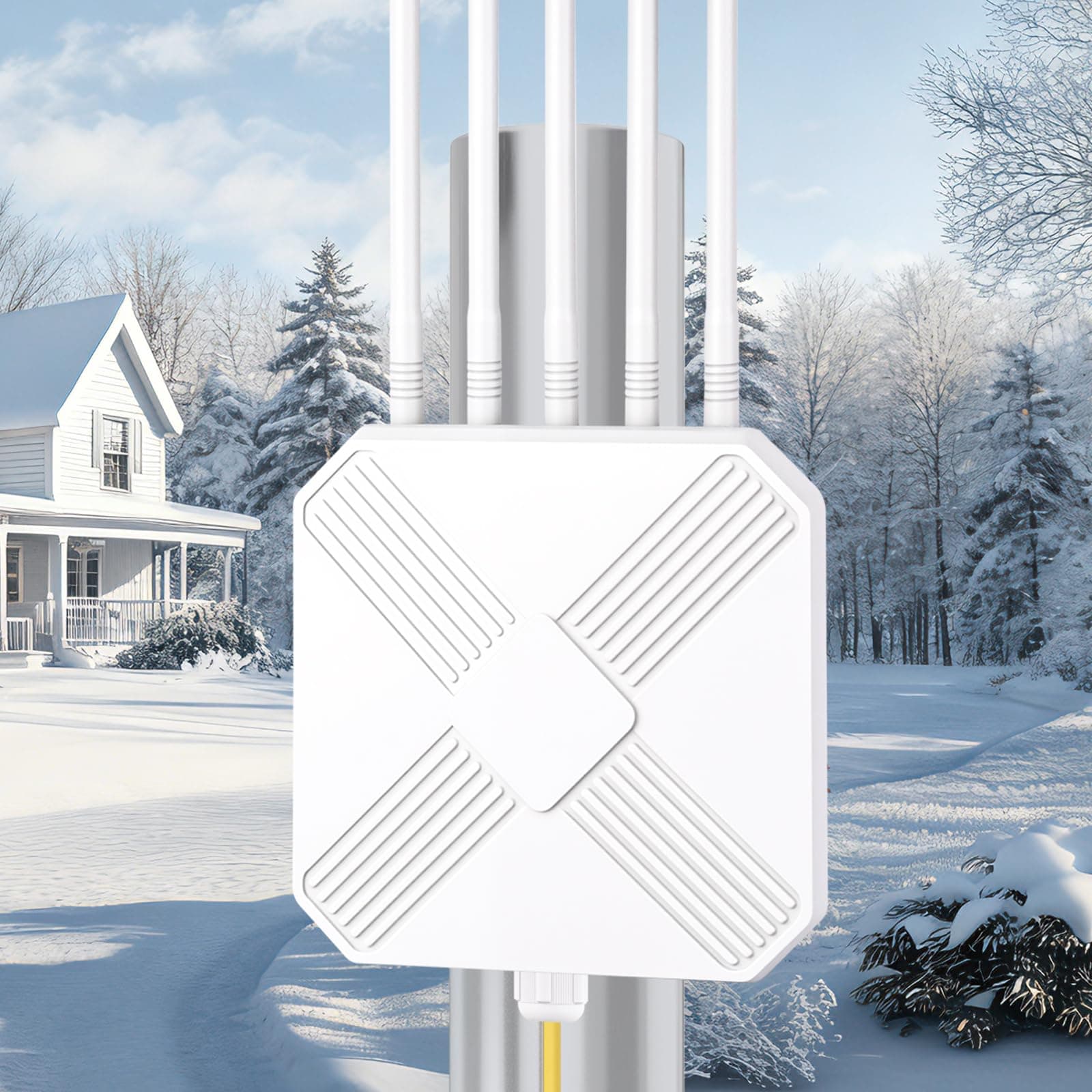 WiFi 6 Repetidor WiFi Exterior, 3000Mbit Amplificadores WiFi con Gigabit LAN, IP67 Antilluvia, Doble Banda 2402MBit/s 5GHz+574MBit/s 2,4GHz, Repetidores WiFi Largo Alcance para Garaje Patio Terraza