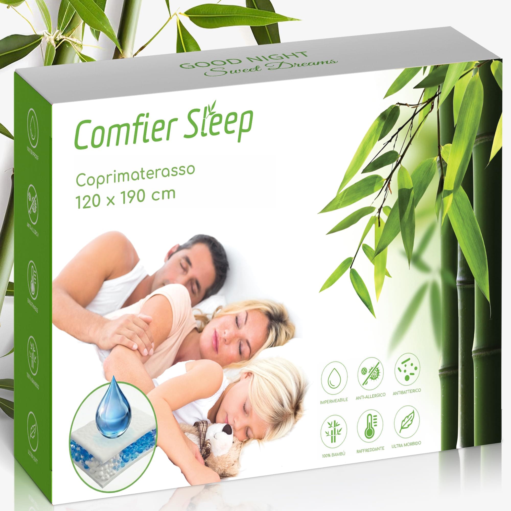 Coprimaterasso Una Piazza E Mezza 120x190 cm– 100% Bambù Super Morbido Anallergico Antiacari Antibattericoe Coprimaterasso 120x190