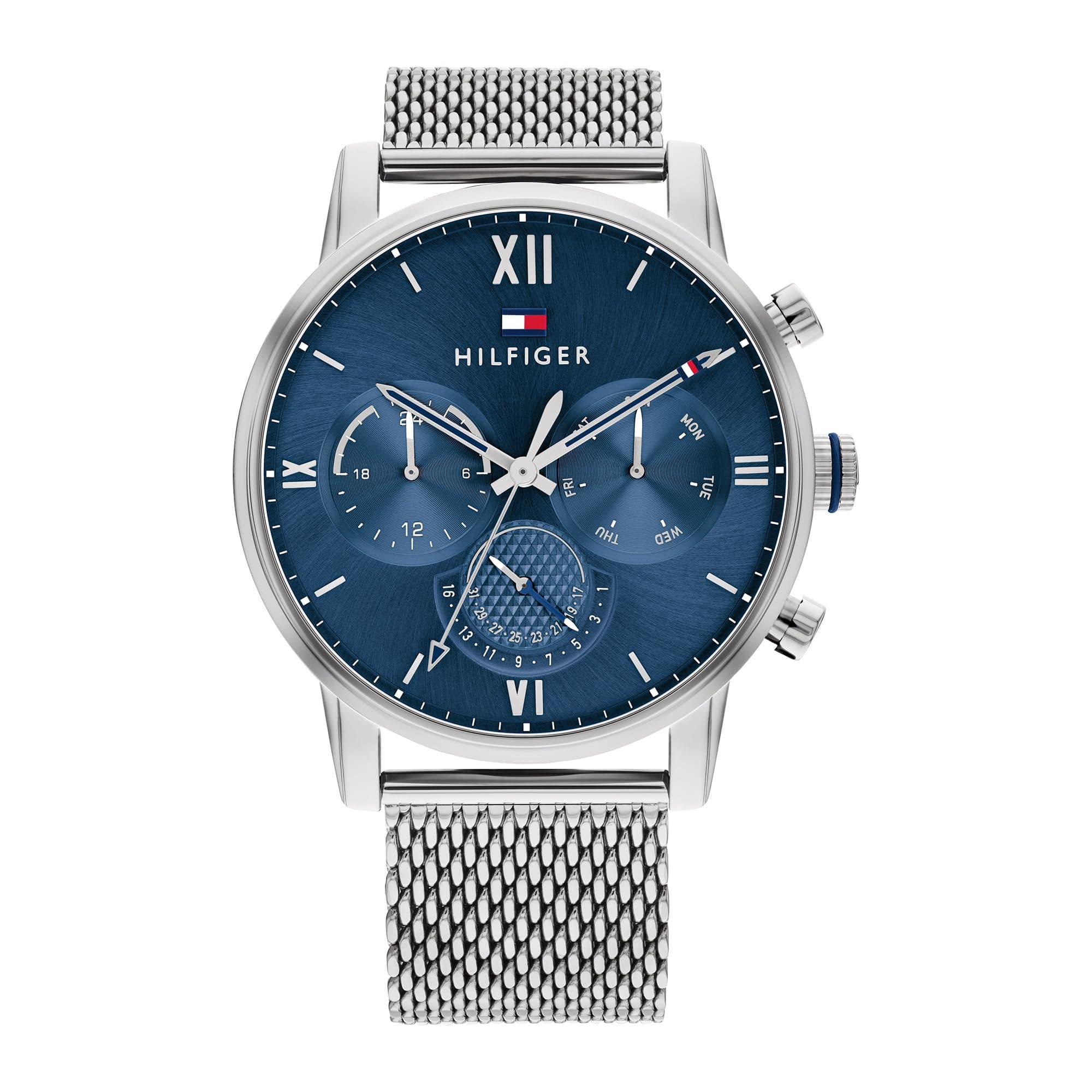 Tommy Hilfiger Reloj Analógico de Cuarzo Multifunción para Hombre con Correa de Malla o en Link de Acero Inoxidable
