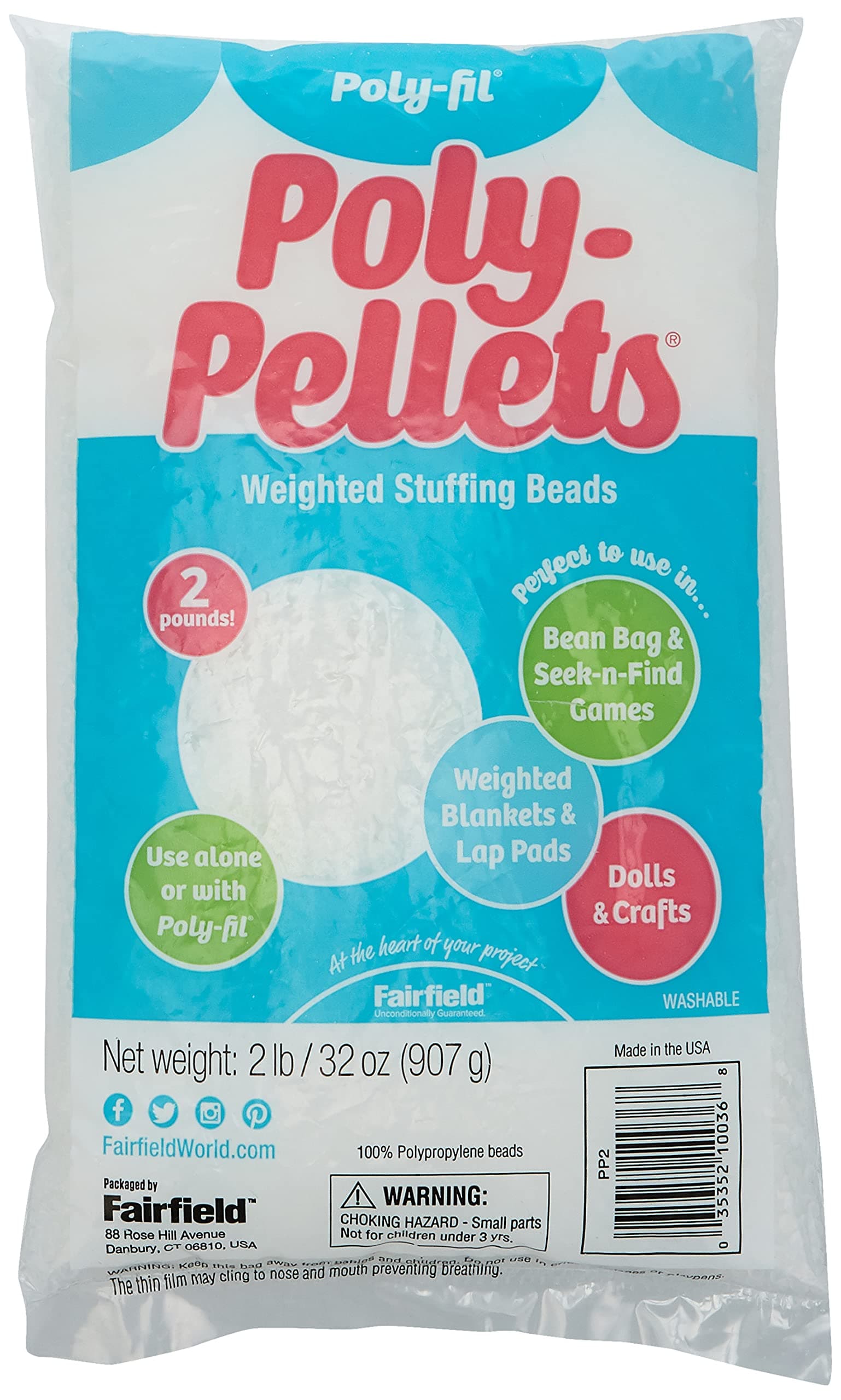 Fairfield polypellets Farce beads32 G, acrylique, multicolore | Perles ovales en polypropylène pour remplissage d'animaux en peluche et pouf
