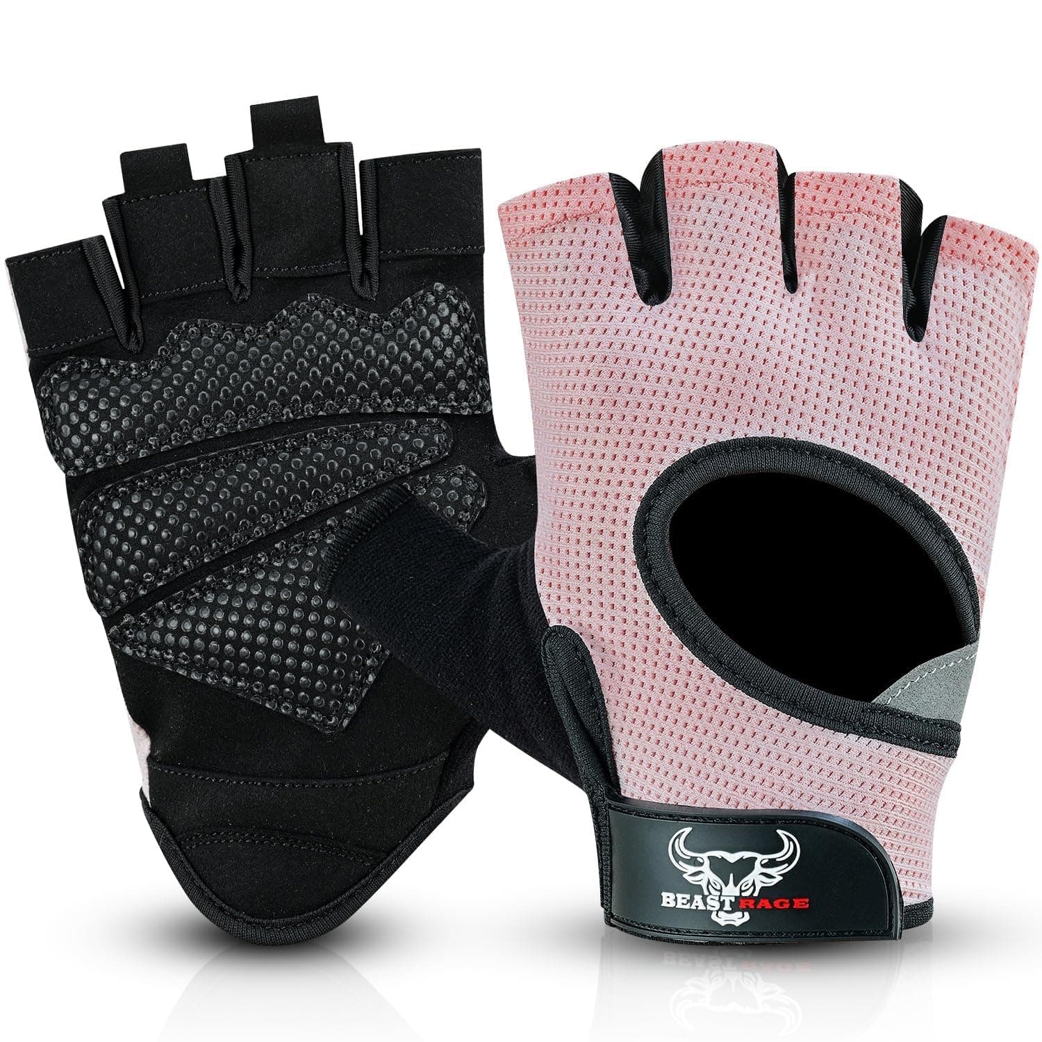 Beast Rage Guantes de Fitness parlevantamiento de Pesas para Hombres y Mujeres, Transpirables,Antideslizantes,Acolchados de Silicona,Guantes de Gimnasio Entrenamiento Ciclismo