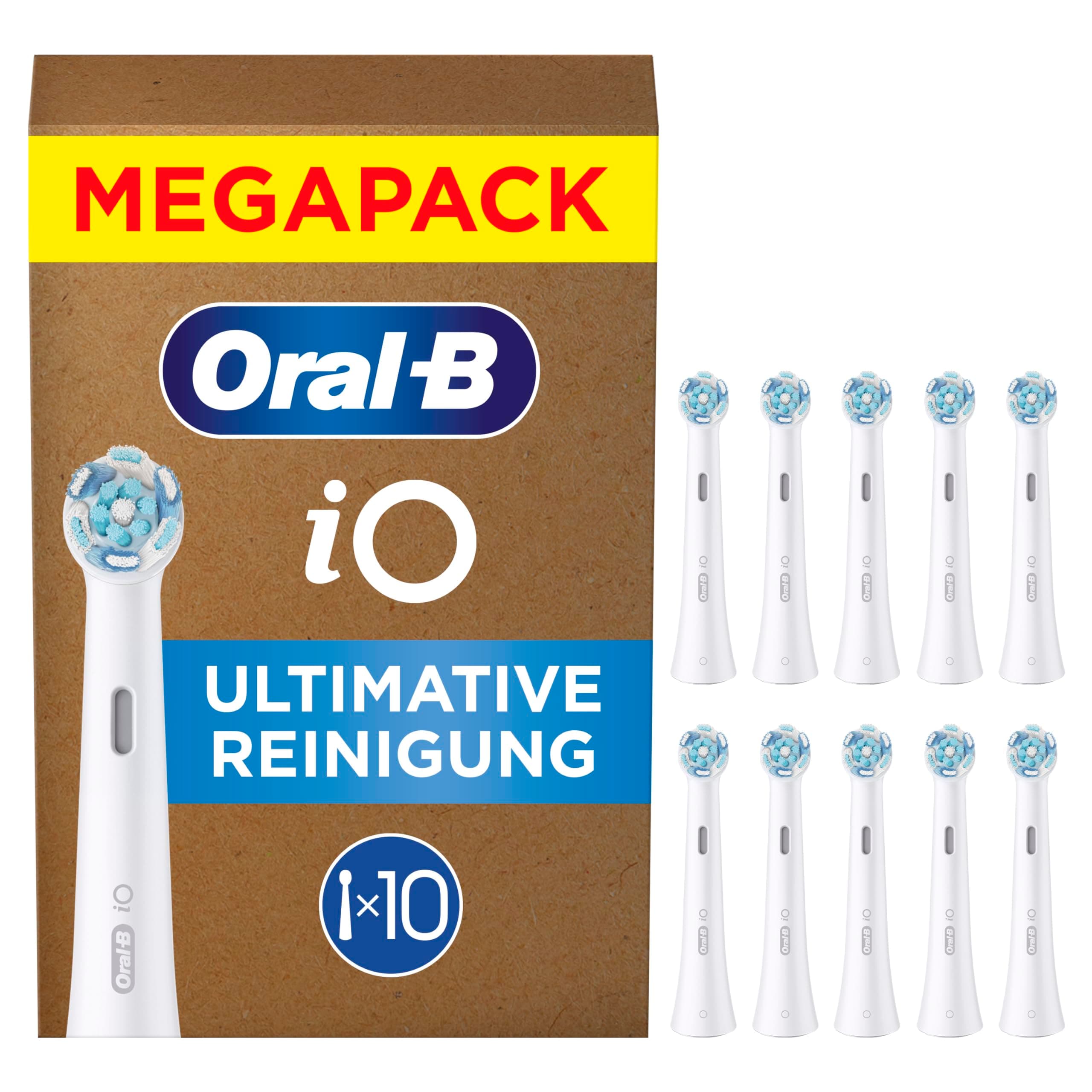 Oral-B iO Aufsteckbürsten Ultimative Reinigung, Weiß, 10 Stück - Original Zahnbürstenaufsatz für Elektrische Zahnbürste, Zahnbürstenköpfe für Fortschrittliche Tiefenreinigung
