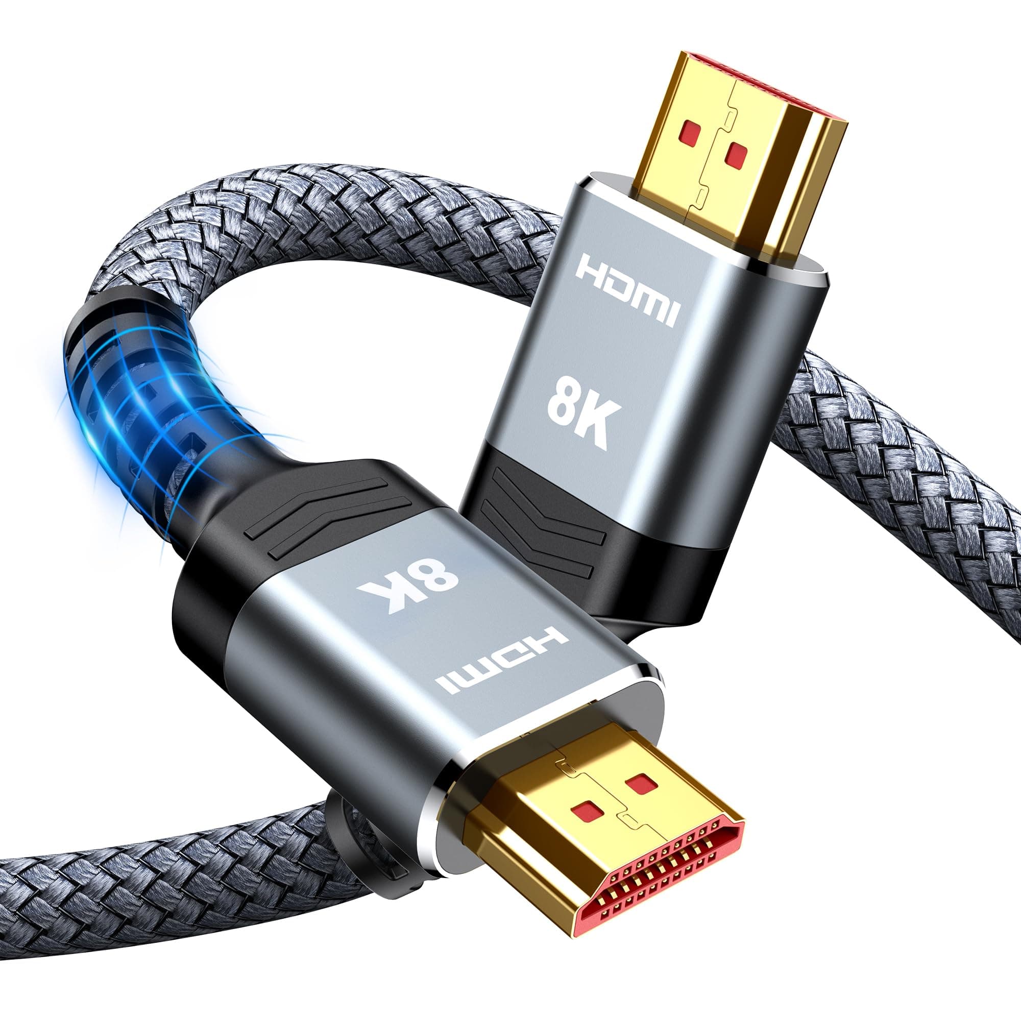 Snowkids 10K 8K Câble HDMI 48Gbps 3M, Câble 2.1 HDMI 8K@60Hz 4K120Hz Ultra Haut Débit Cable 0,01ms HDR10+ eARC ARC HDCP 2.2/2.3, Compatible TV PC Monitor Projecteur, for PS5 X-box