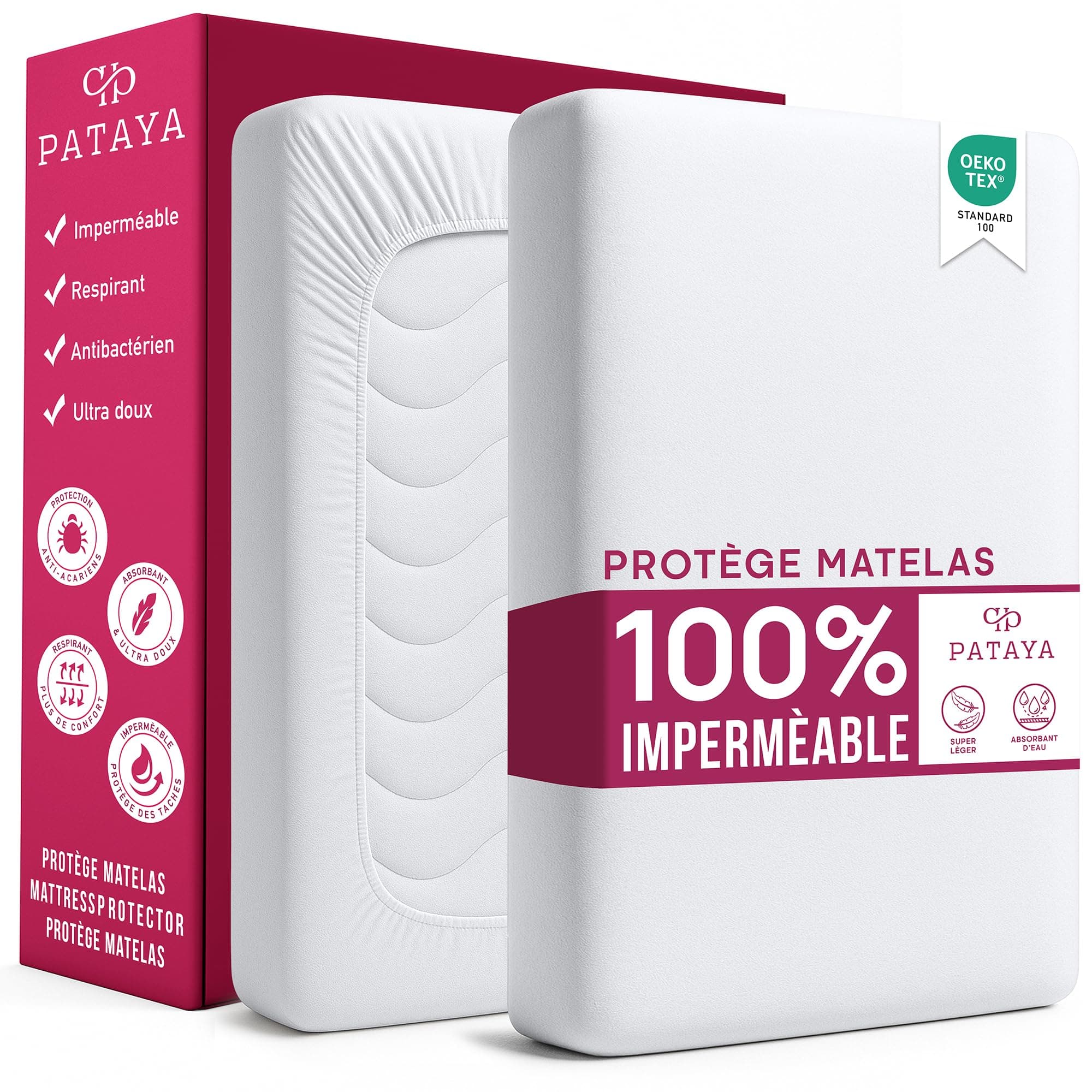 PATAYA Protège Matelas 160 x 200 x 30 cm Imperméable – Surmatelas Alèse | Oeko-TEX 100 - Anti-Acarien - Hypoallergénique - Élastique Tout Autour - Matelas Jusqu’à 30 cm