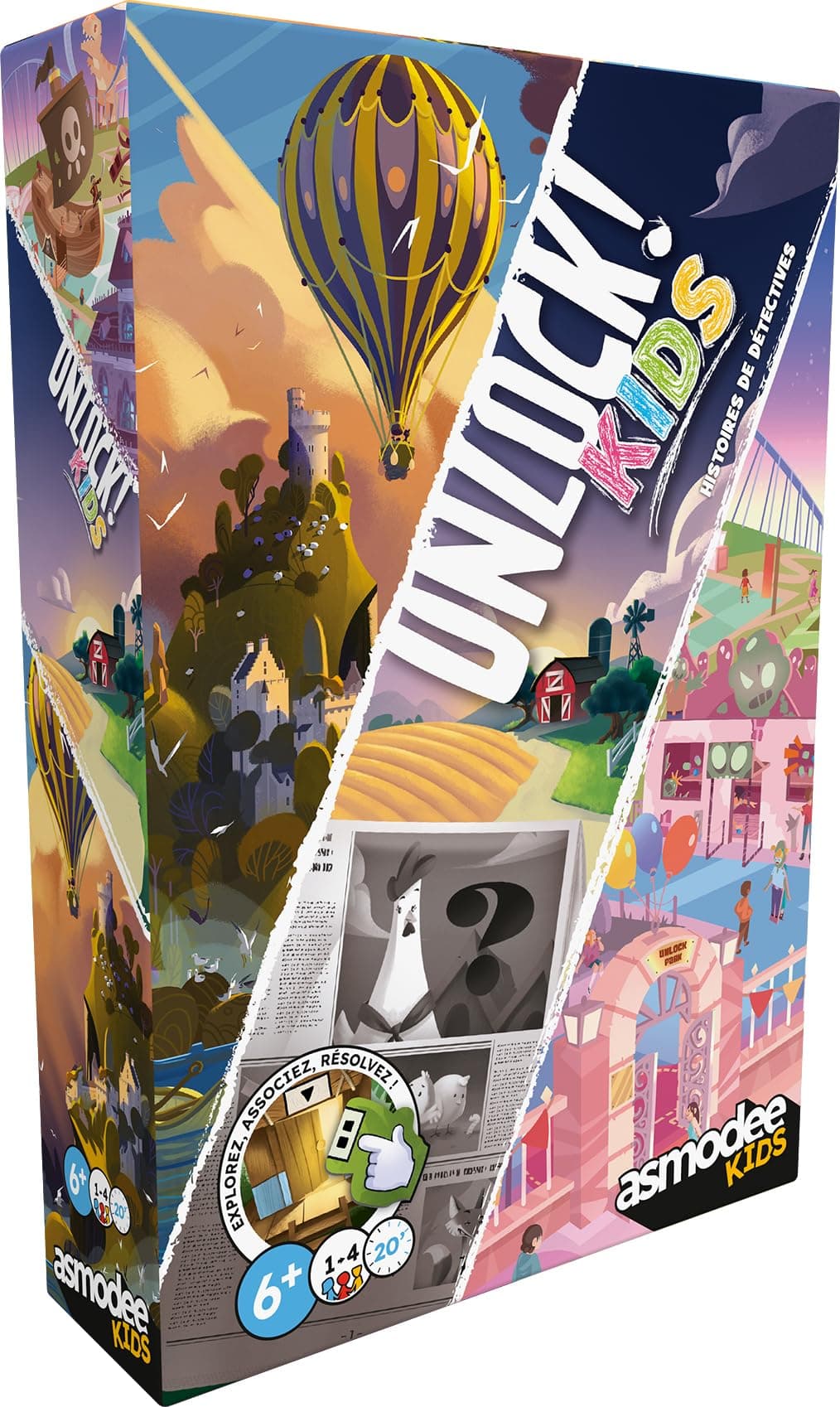 Asmodee - Unlock! Kids - Histoire de Détectives - Jeu de Société | Pour Enfants dès 6 Ans - Escape Game - Jeu de Cartes Coopératif - 1 à 4 Joueurs - 20 Minutes - Version FR- Space Cowboys