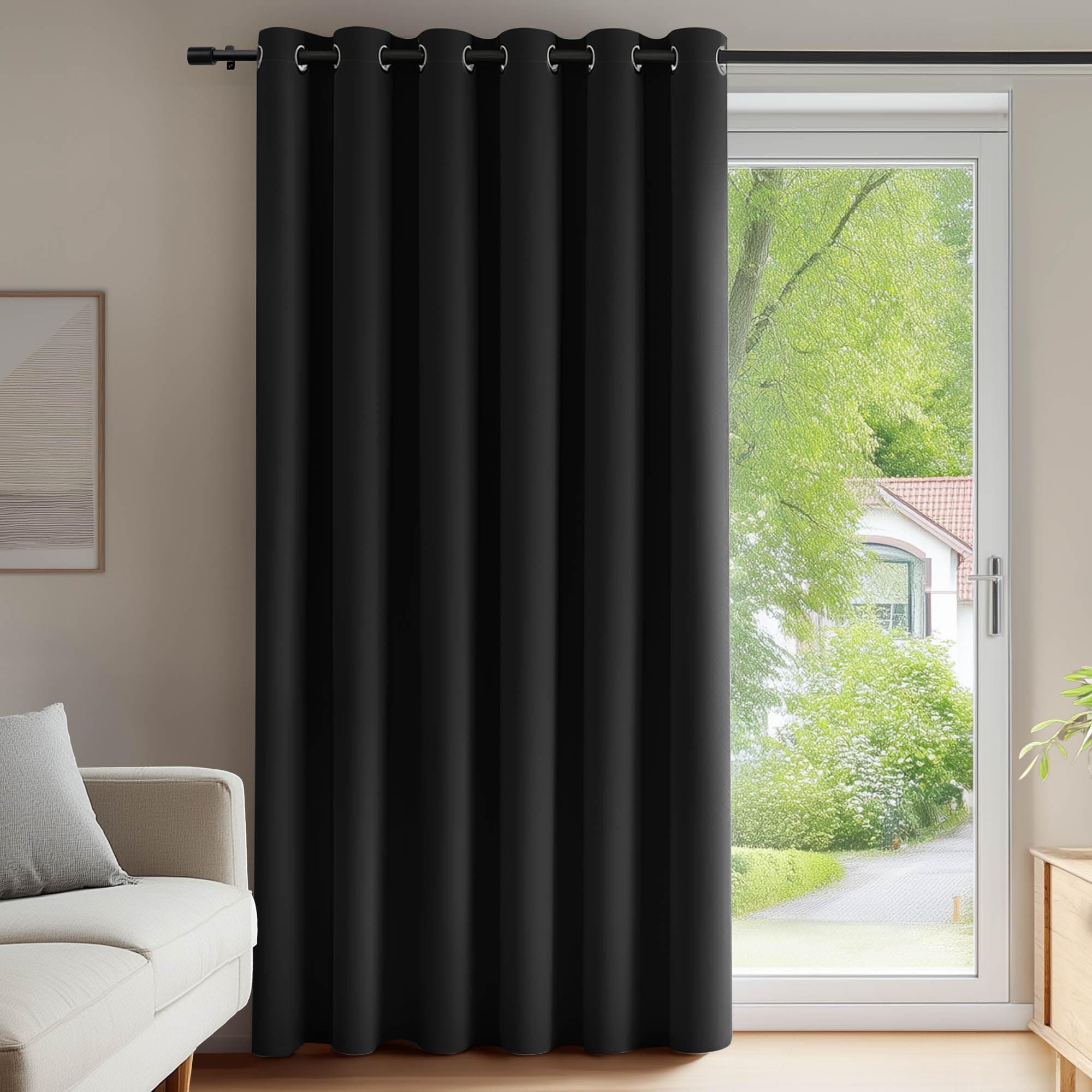 Deconovo Cortinas Dormitorio Salon Opacas Moderna con Ojales, Cortinas Termicas Aislantes Frio y Calor 200x280 cm(Ancho x Alto) Negro, 1 Pieza