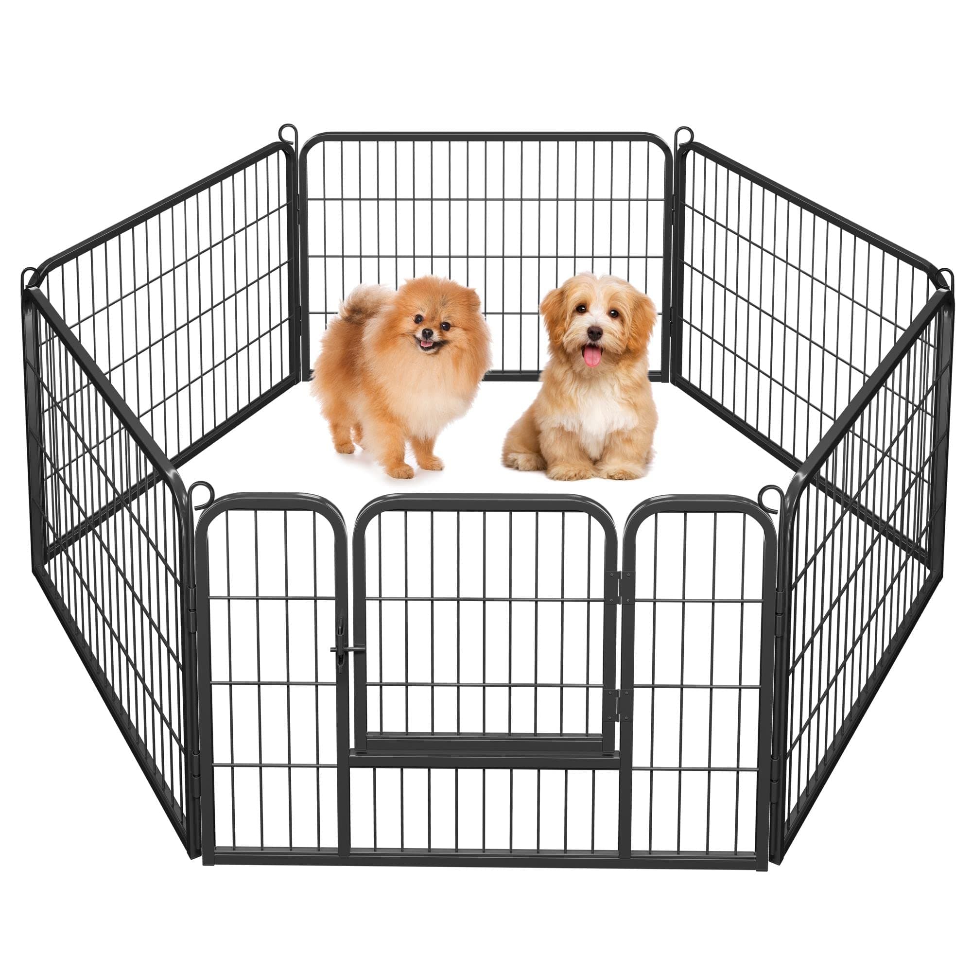Yaheetech Recinto per Cani 6 Pezzi 80 x 60 cm Cuccioli Conigli da Interno Esterno Giardino Rete Recinzione in Ferro Metallo Nero