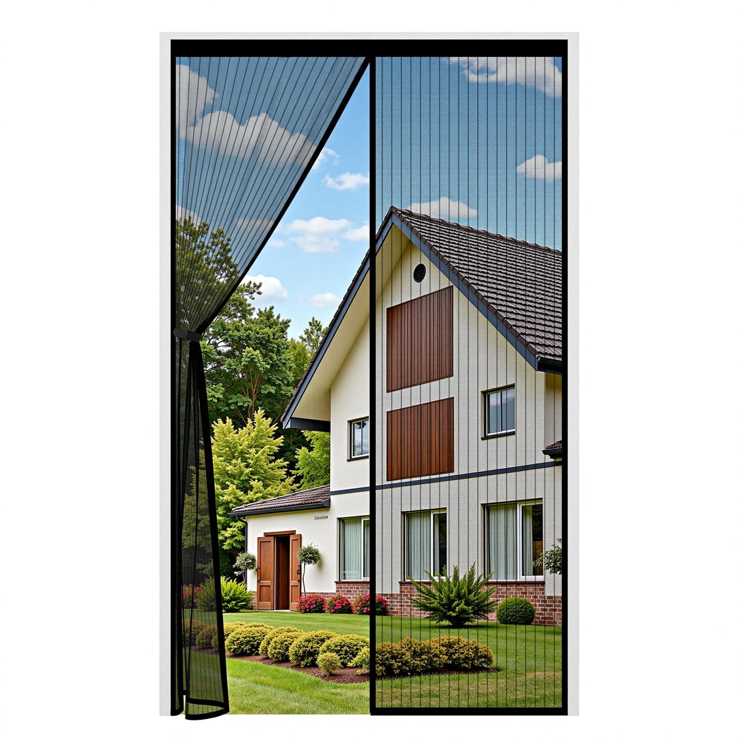 Auxmir Zanzariera Magnetica 110 x 210CM, Tenda Zanzariera Porta Ingresso Cortile, Allargamento Superiore Aggiornamento Anti Insetti Traspirante Chiusura Automatica con Rete Fine, Nero