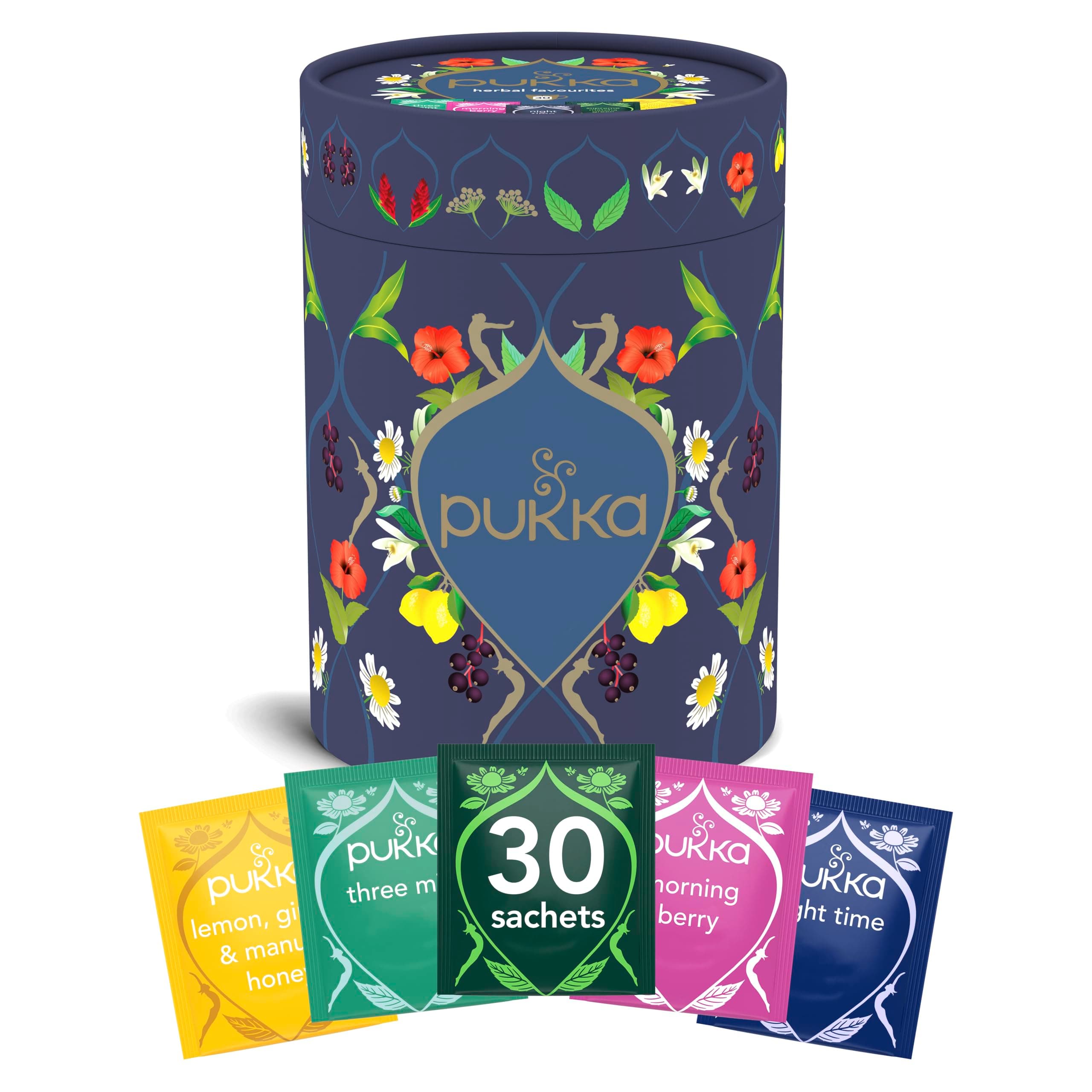 Pukka Coffret collection découverte, Idée Cadeau Femme et Homme, Coffret de Tisanes et Infusions,Cadeau de Thé 100% Bio, Anniversaire, 5 Saveurs, Menthe, Matcha, Gingembre, Nuit, 30 Sachets de Thé