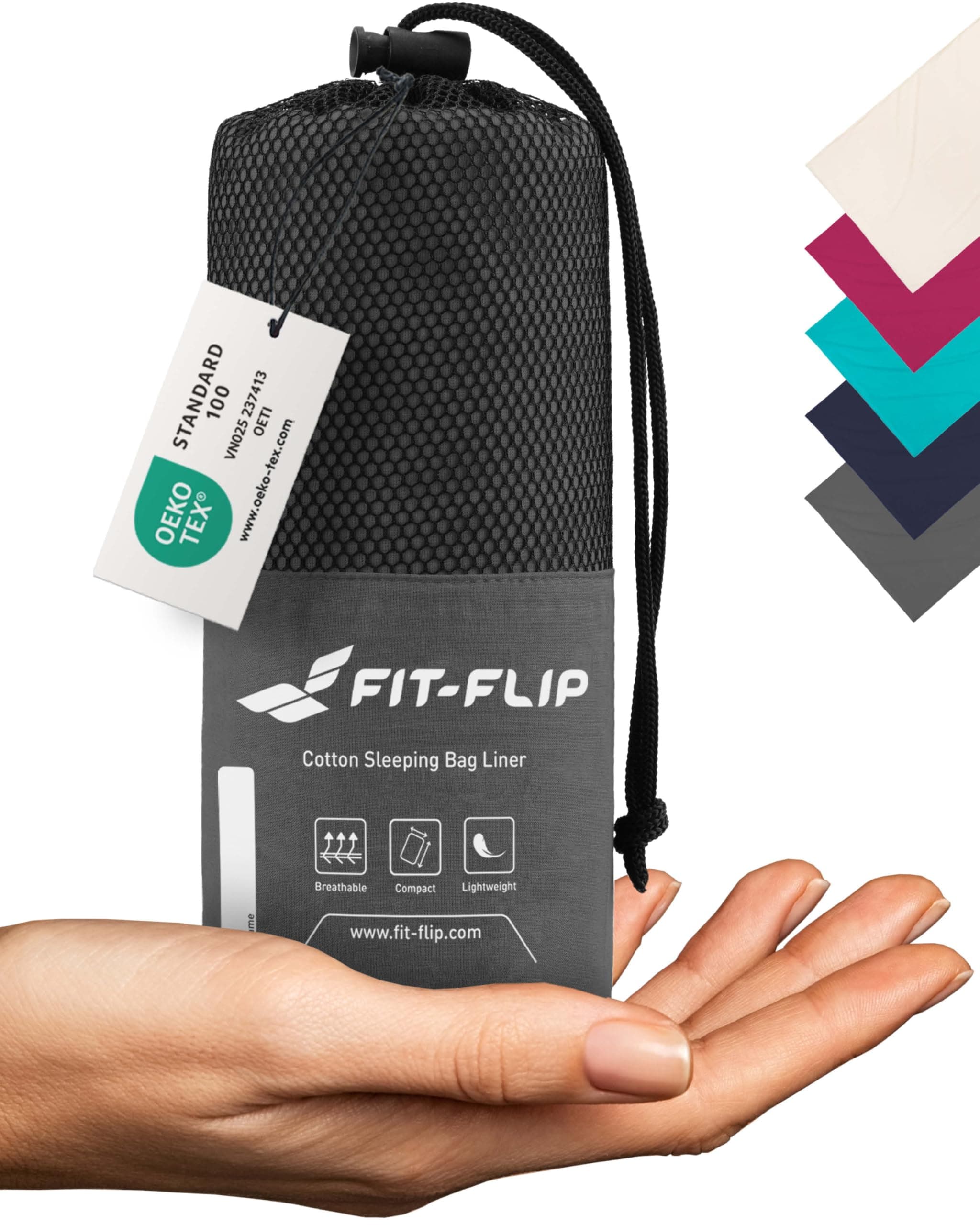 Fit-Flip Sacco Lenzuolo da Viaggio - 100% Cotone o Microfibra - Sacco a pelo con scomparto per cuscino - Sacco Letto singolo ultraleggero e compatto - Sacco a Pelo leggero Estivo