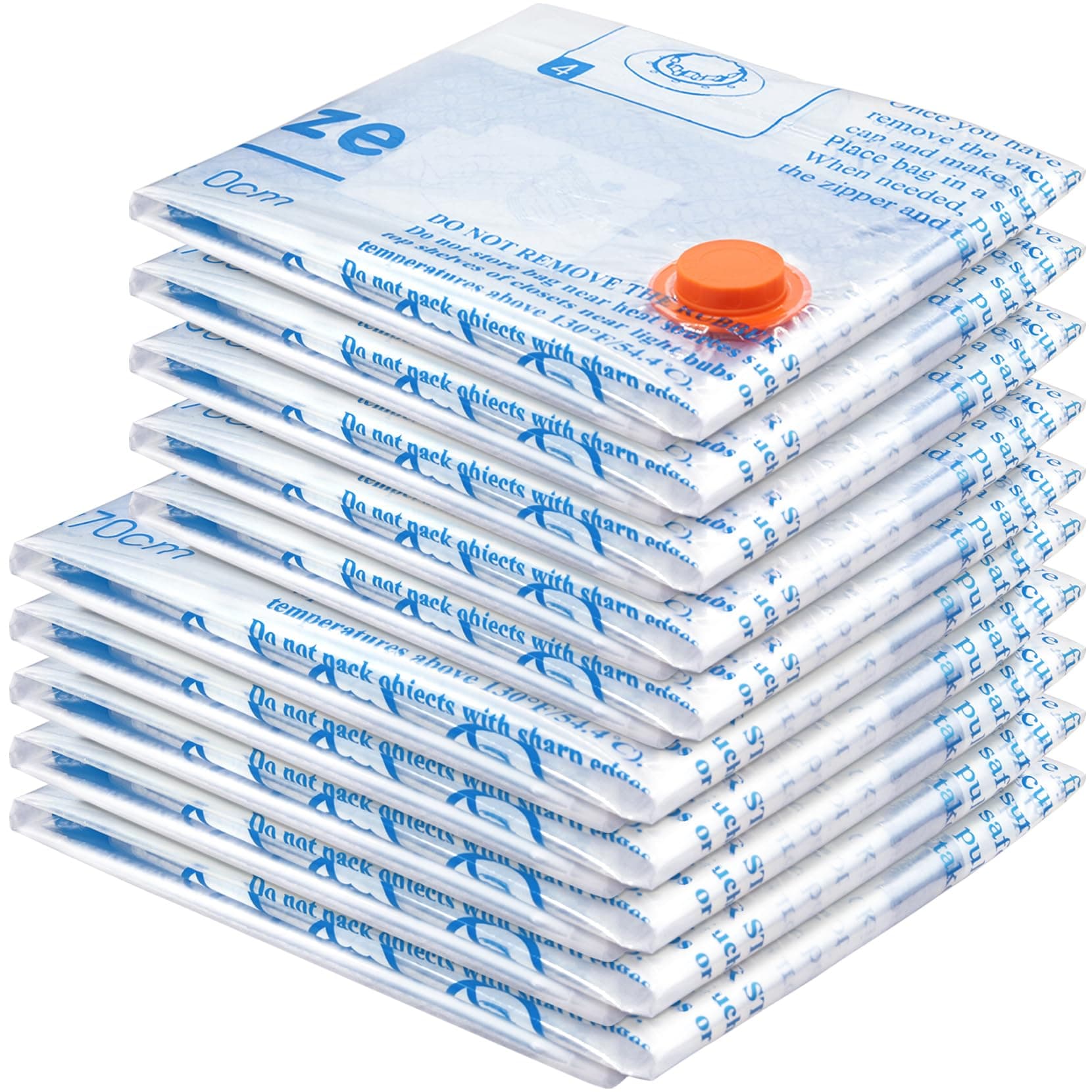 MEIQIHOME Lot de 10 Sacs Sous Vide – 5 Jumbo et 5 Large – Sacs Réutilisables pour Vêtements et Linge de Maison, Gain de Place