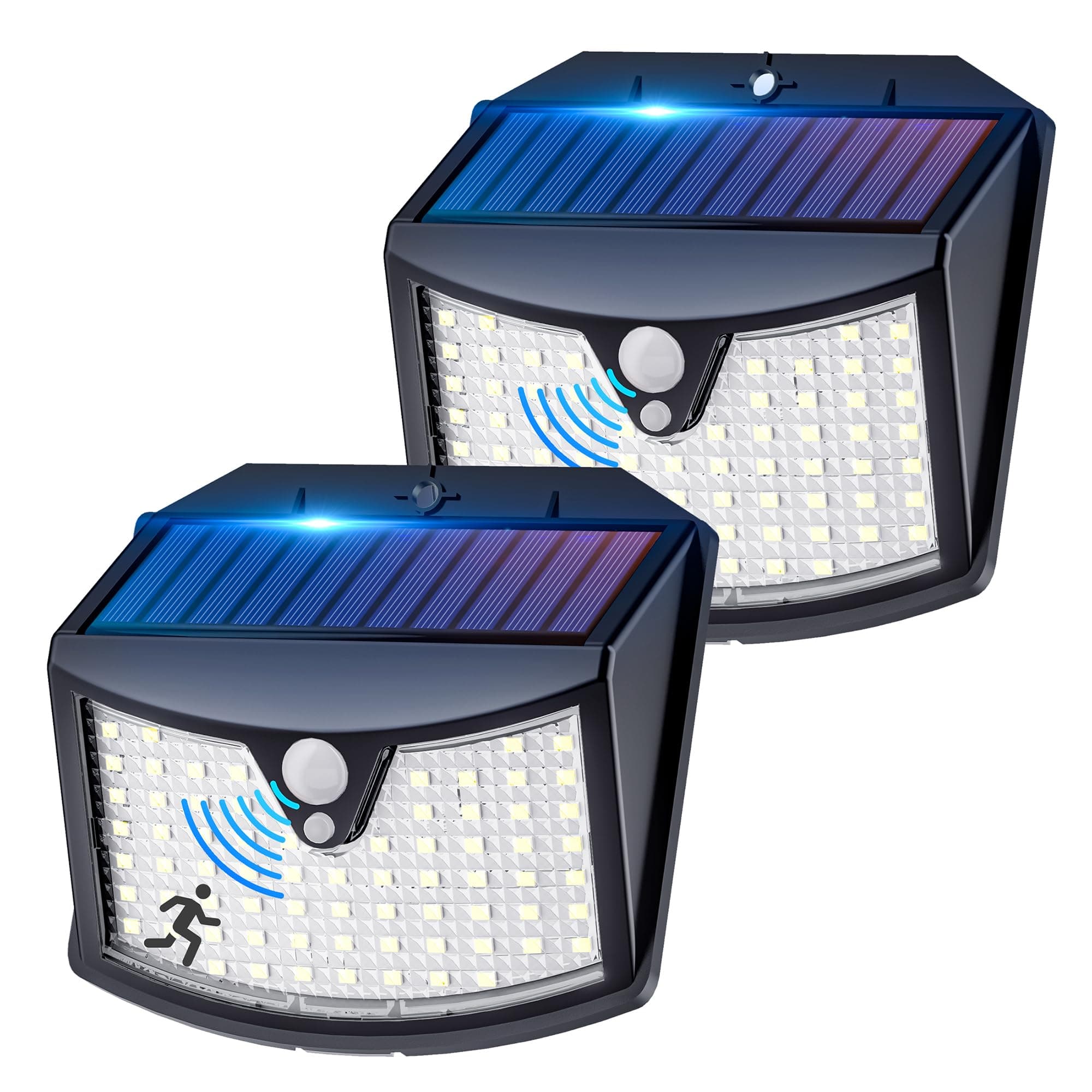 Giliwosy Luce Solare Led Esterno, 3 Modos IP65 Impermeabile Faretto LED da Esterno con Sensore di Movimento, Lampada Solare da Esterno per Giardino, Parete, Garage (2 Pezzi Bianco Freddo)