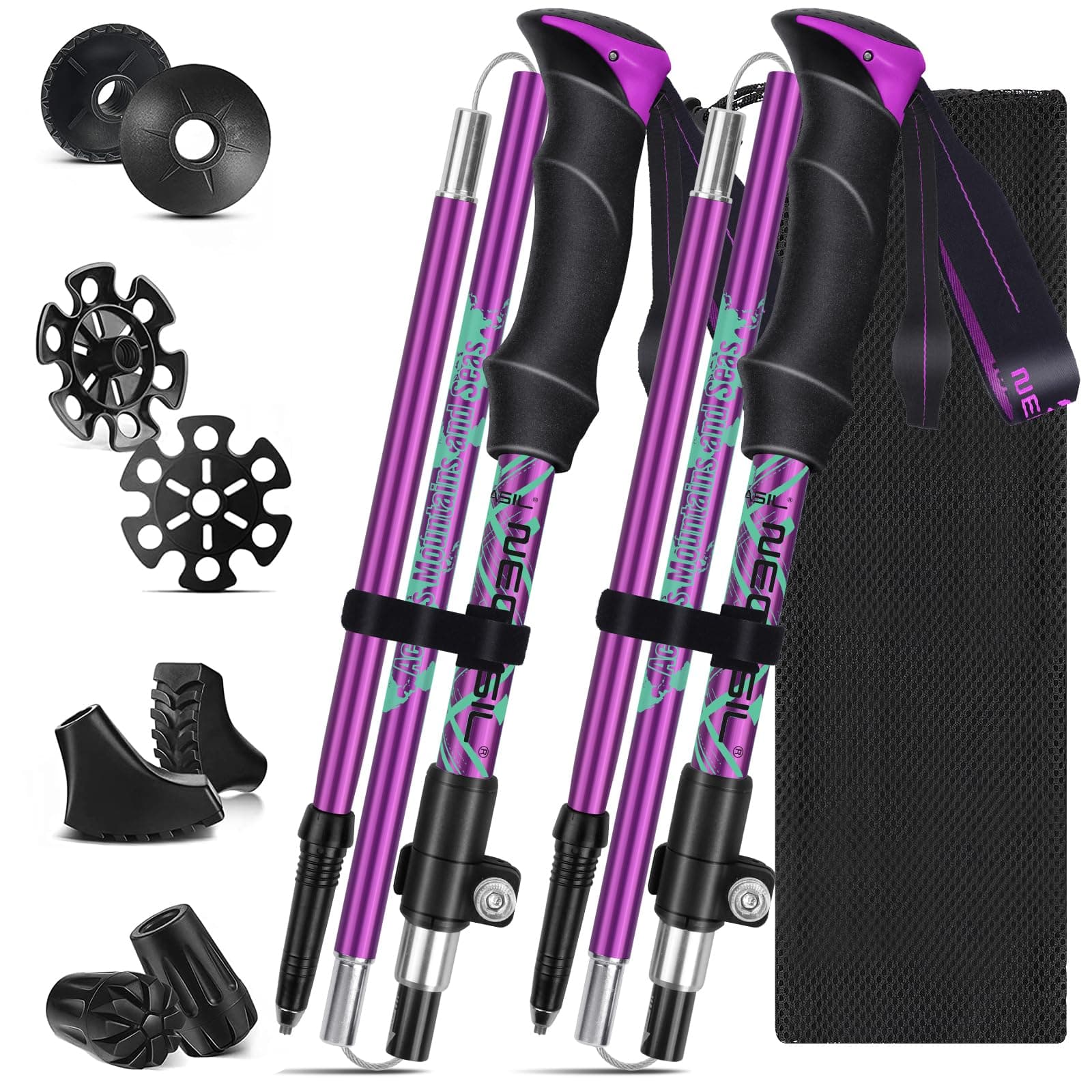 Bastoni da Trekking,Bastoni Trekking Pieghevoli,Bastoncini Trekking Telescopici 107-131cm per l'escursionismo,il campeggio,lo sci