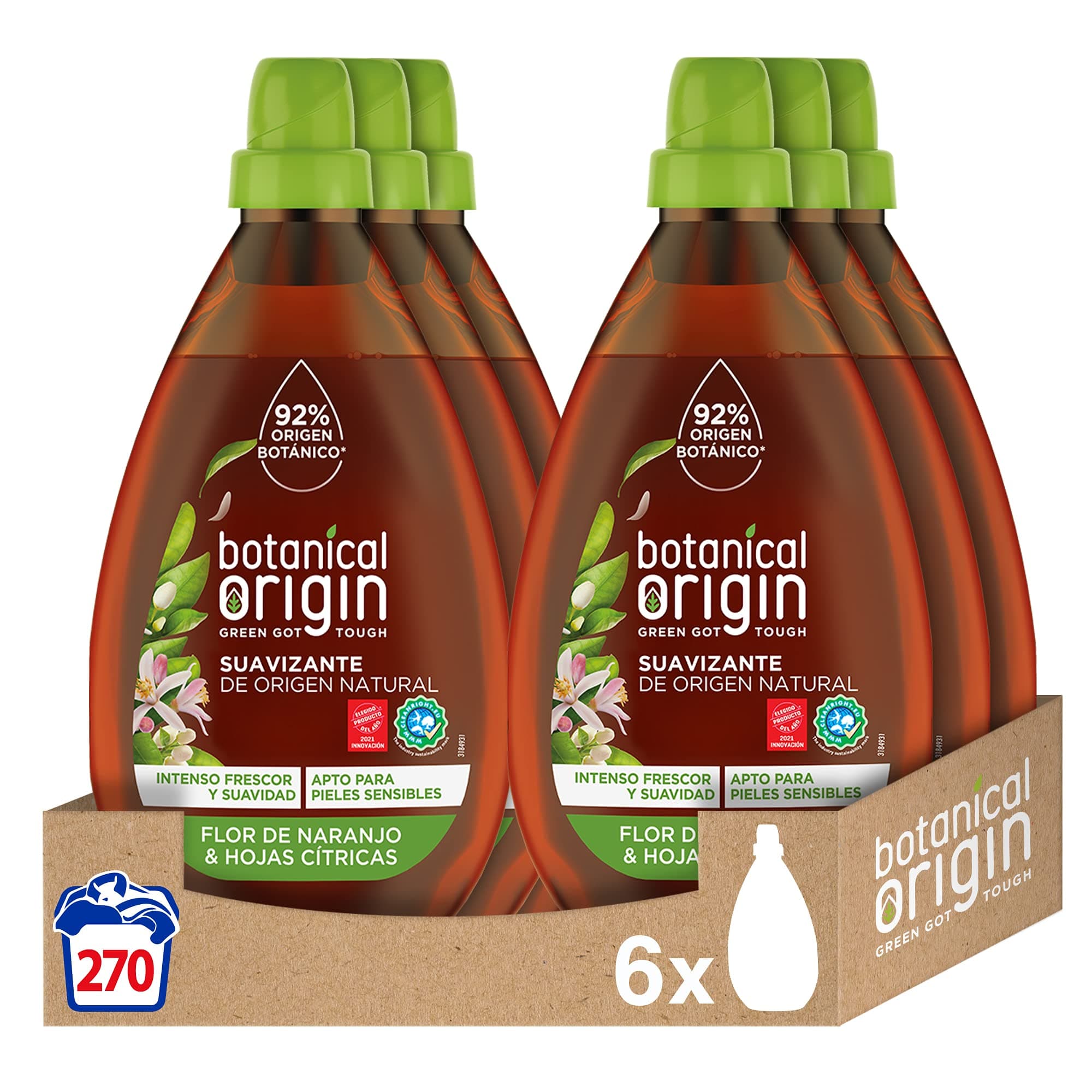 Botanical Origins Suavizante para Ropa Ecológico Apto para Pieles Sensibles, aroma Flor de naranjo y hojas cítricas - 270 Lavados