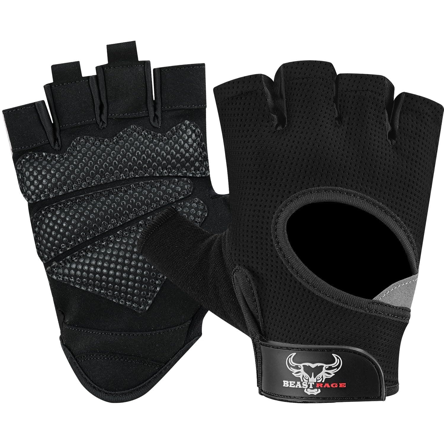 Beast Rage Guantes de Fitness parlevantamiento de Pesas para Hombres y Mujeres, Transpirables,Antideslizantes,Acolchados de Silicona,Guantes de Gimnasio Entrenamiento Ciclismo