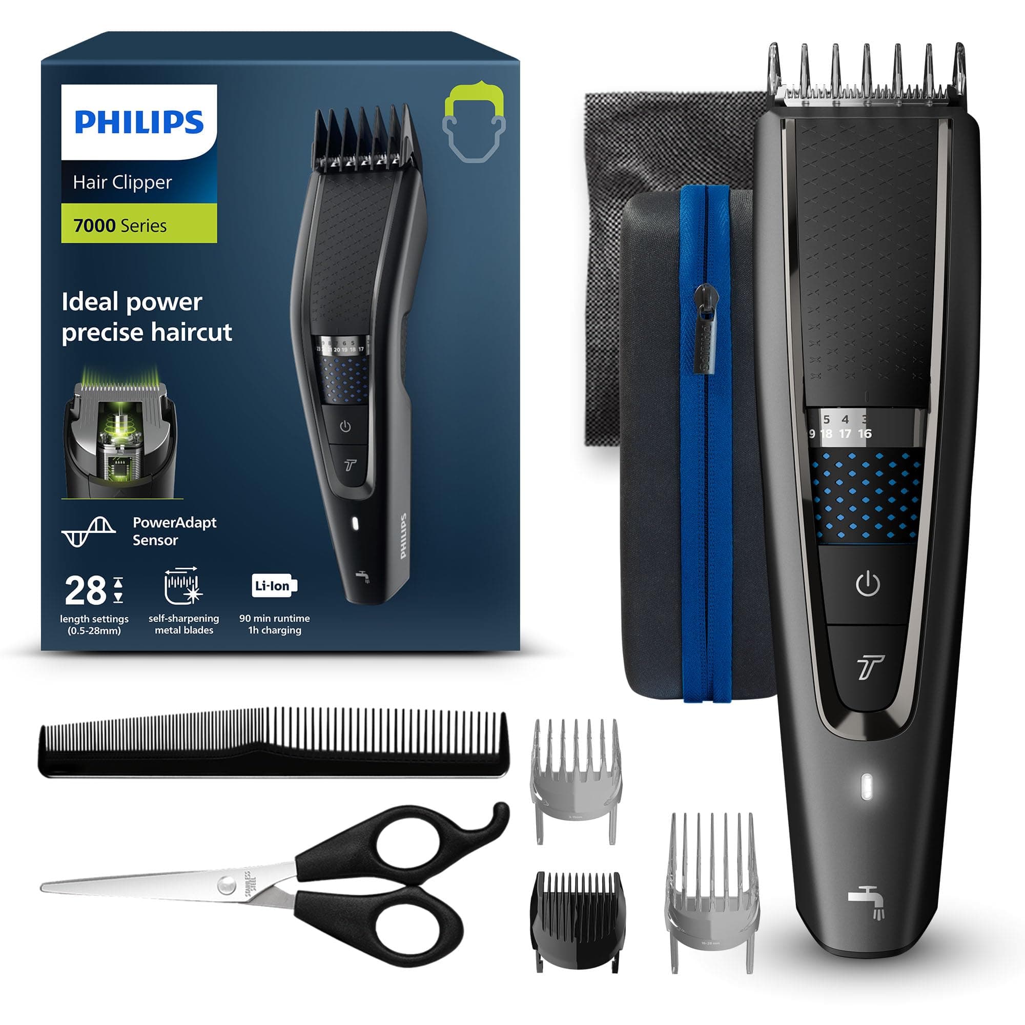 Philips Hair Clipper Series 7000 Haarschneider mit Trim-n-Flow-Technologie (Modell HC7650/15)