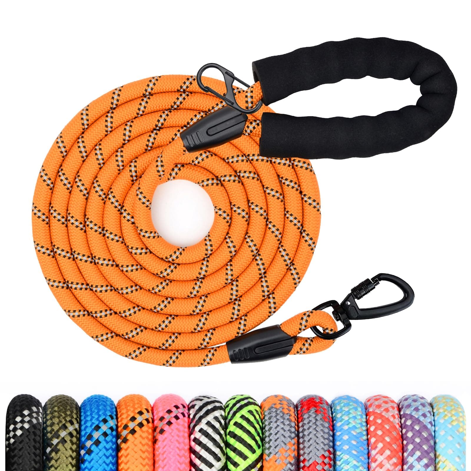 Longe pour Chien, 1,2M/ 1,5M/ 2M/ 3M/ 5M/ 10M/ 15M/ 20M/ 30M Laisse de Dressage pour Chien, Long Laisse avec Poignée Rembourrée pour Petits, Moyens et Grands Chiens