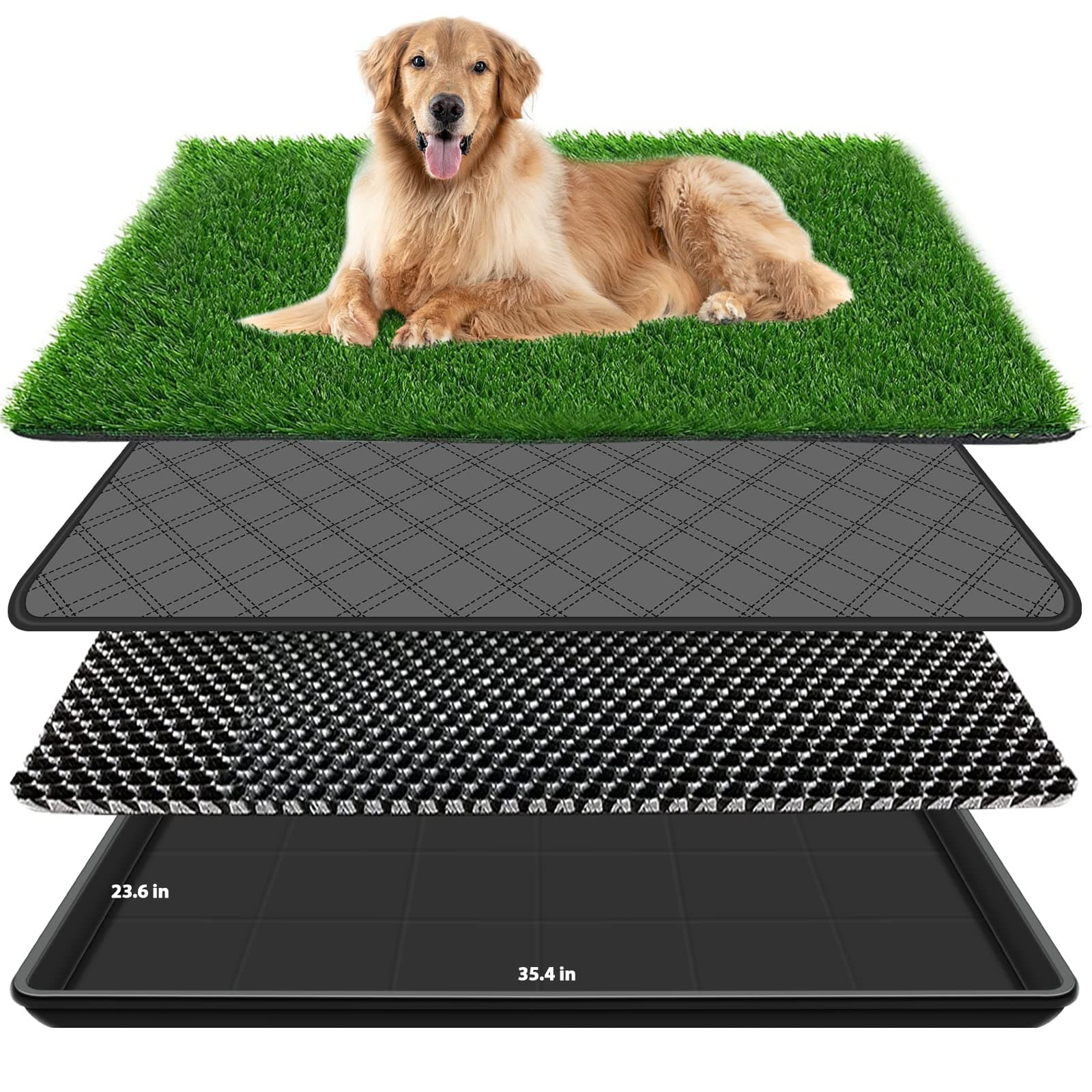 Embellbatt 60X90CM Inodoro para Perros, Pipican para Perros en Casa,Bandeja Empapadores, Alfombra de Césped Artificial con Bandeja, Tapete de Entrenamiento para Mascotas para Interiores y Exteriores