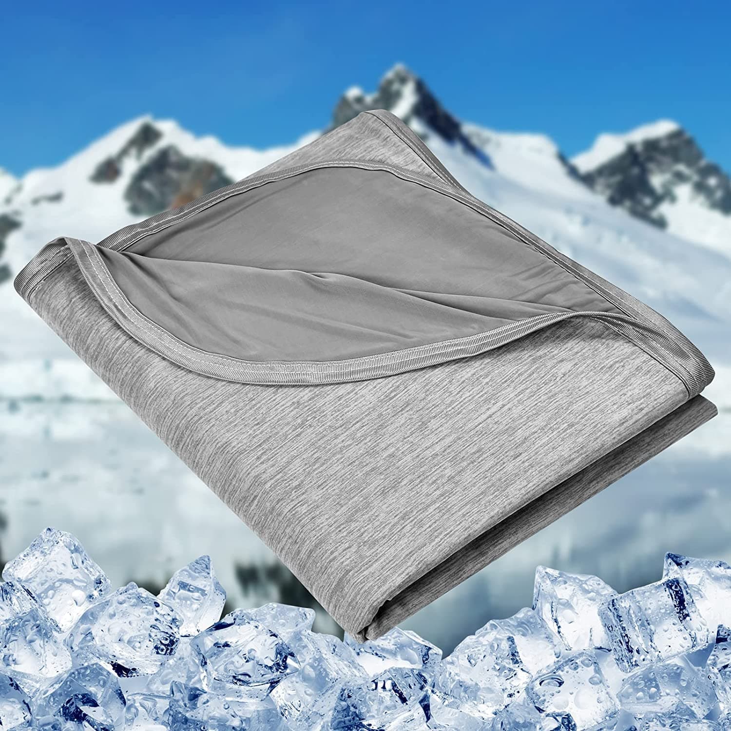 HOMFINE Couverture Rafraichissante d'Été Adulte - Fibre de Refroidissement Japonaise Q-Max>0.45,Double Face Couverture Rafraîchissante pour Lit Canapé Voyage, Gris 200 X 220 CM