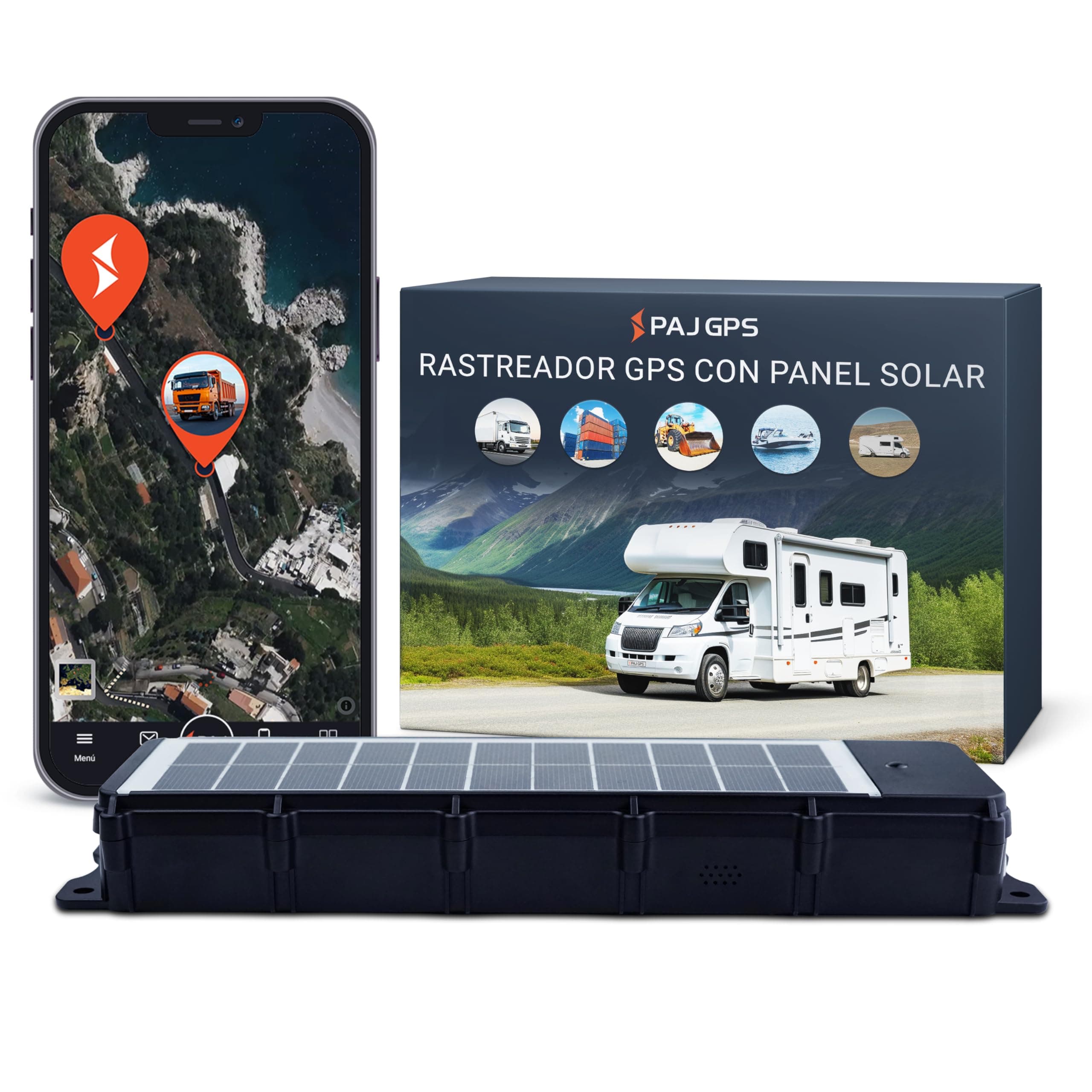 PAJ GPS - Solar Finder 4G - Rastreador para Caravana, Camión, Remolque - Incl. 3 Meses de Suscripción Premium, Panel Solar, Batería Extra Larga, Seguimiento en Tiempo Real, Alarmas y Geovalla