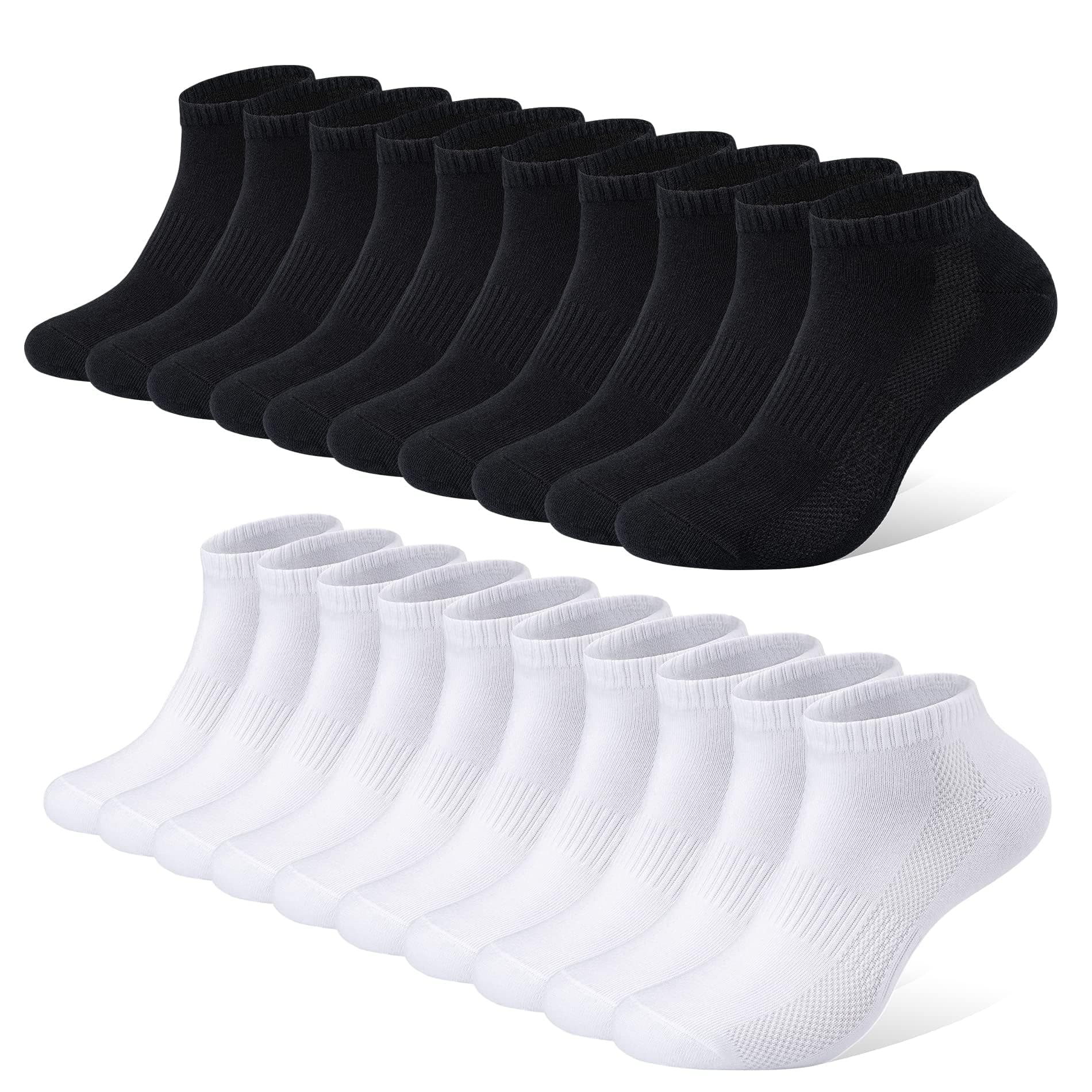 FALARY Chaussette Hommes Femme de Sport 10 Paires Chaussettes Basses Coton Soquette