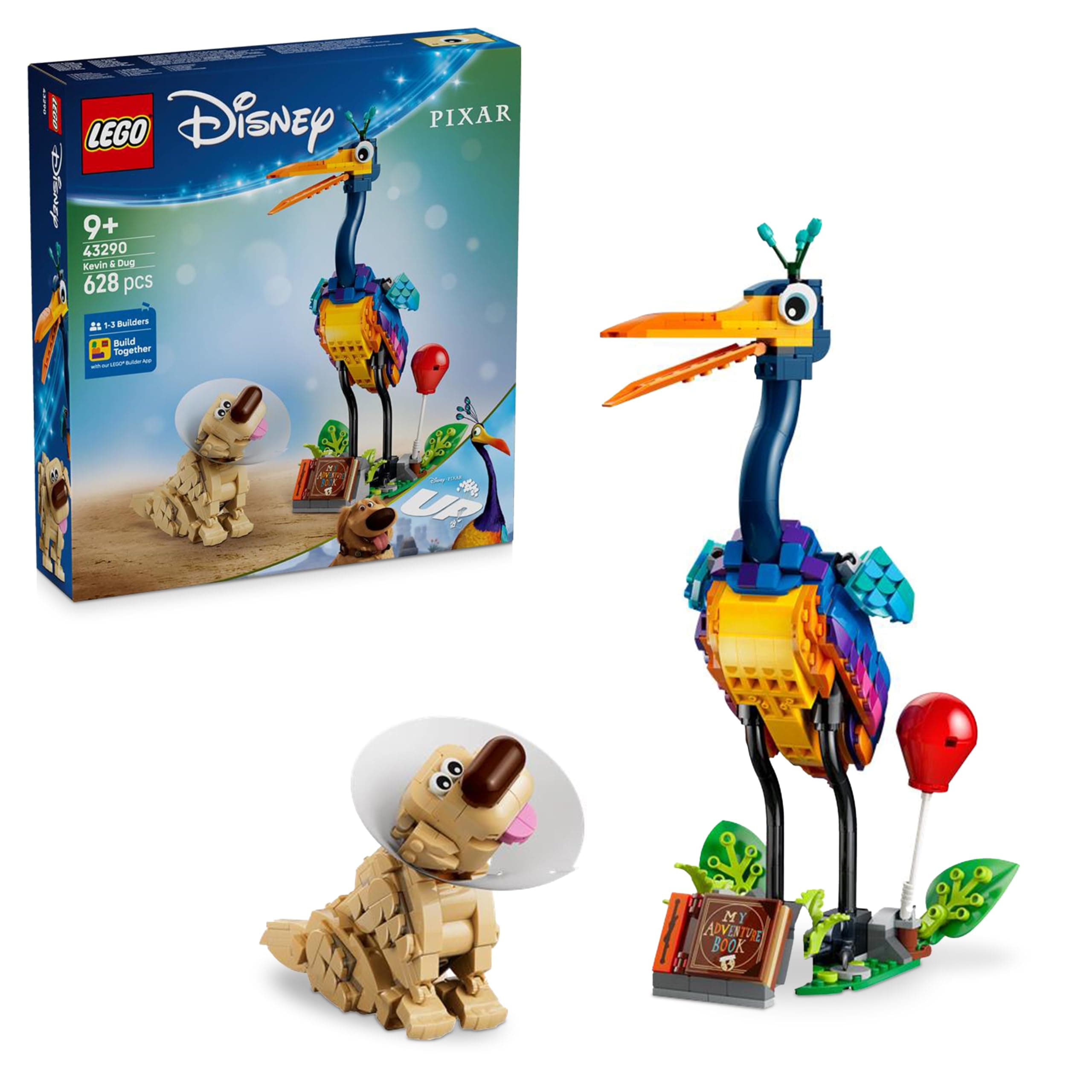 LEGO ǀ Disney et Pixar Kevin et Doug - Jouets - Chien Golden Retriever & Oiseau Exotique - Idée de Décoration de Chambre d'enfant DIY - Cadeau d'anniversaire Fille 9 Ans ou Fans du Film Là-Haut 43290