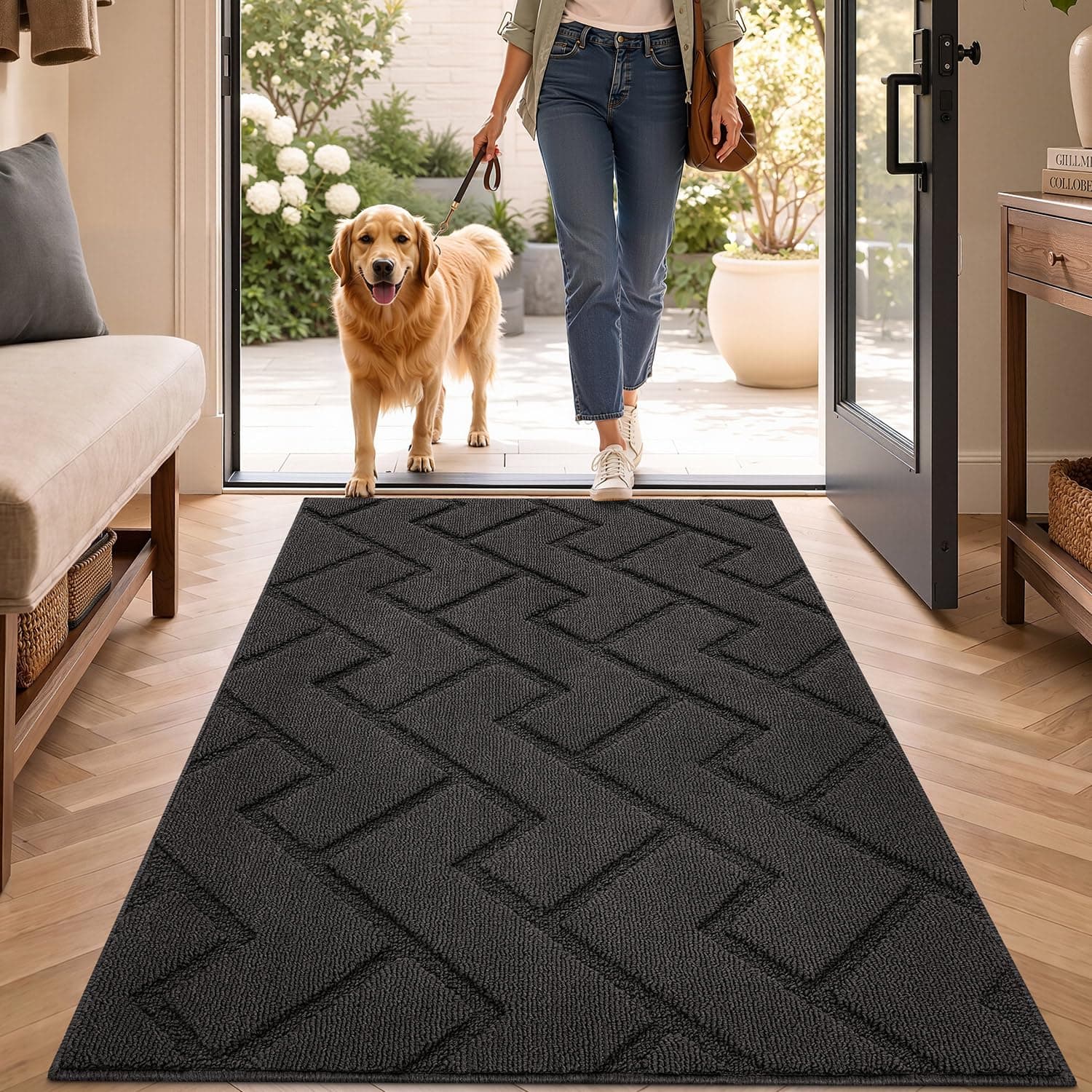 Biscpro Tapis de Porte Paillasson d'Entree Interieur et Extérieur 80 x 120 cm Tapis Antidérapant et Absorbant, Lavable, Tapis pour Intérieur, Extérieur, Chambre, Cuisine, Entrée, Couloir