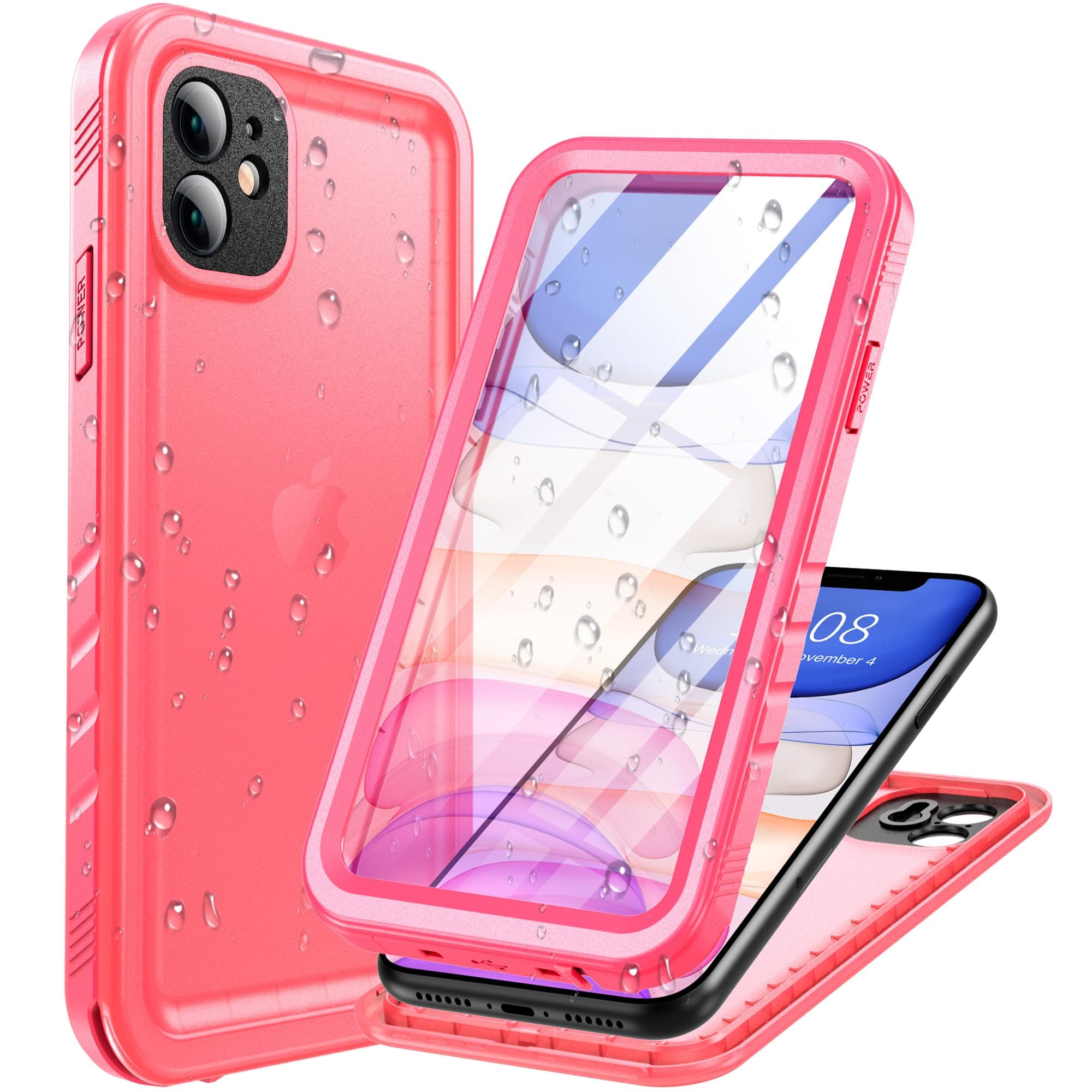 Cozycase Cover Per iPhone 11 Impermeabile Antiurto Rosa - 360 Integrale Militare Rigida Armor/Case【2m Anticaduta/Anti Urto】 Custodia Subacquea Waterproof Antipolvere -Rosa