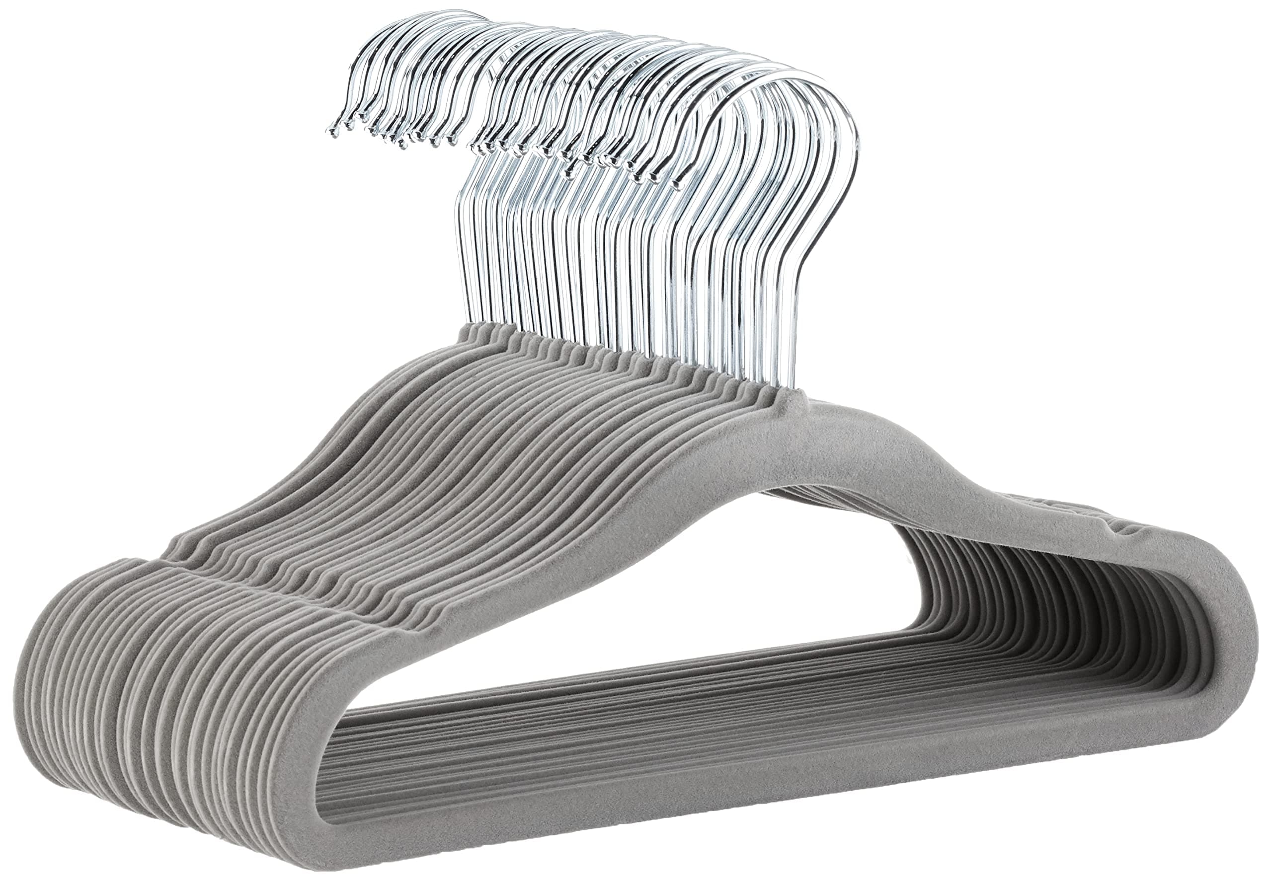 Amazon Basics Perchas Antideslizantes de Terciopelo (Bebés y Niños Pequeños), 29,5cm (para Ropa de Bebé), Paquete de 30, Gris