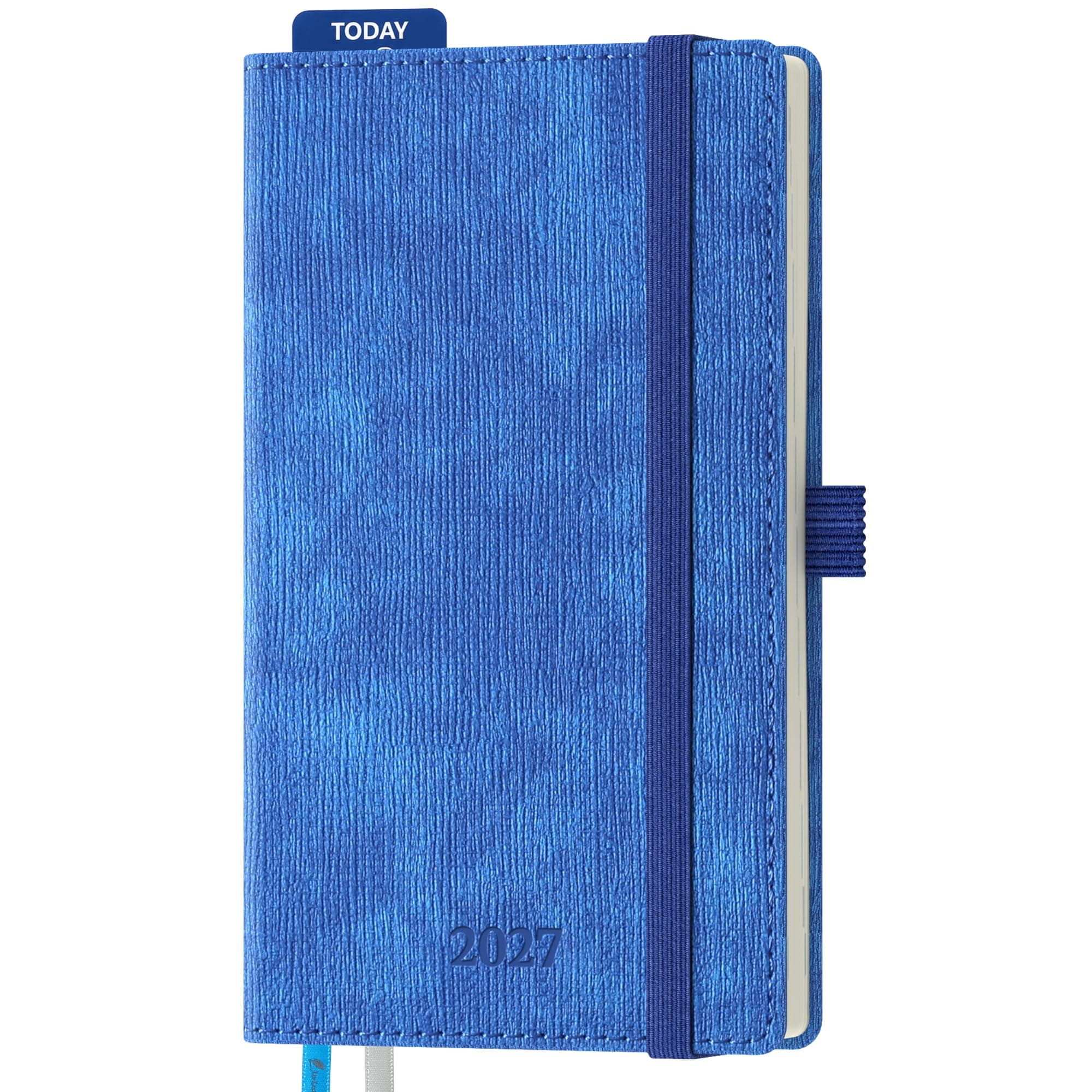 IN-LUXPRO Agenda Settimanale Verticale 2027 con Copertina Rigida Rifinita | Agenda Settimanale 12 Mesi (Gen a Dic 2027) Formato A6 16,4x9,5cm, Pianificazione Settimanale, Blu