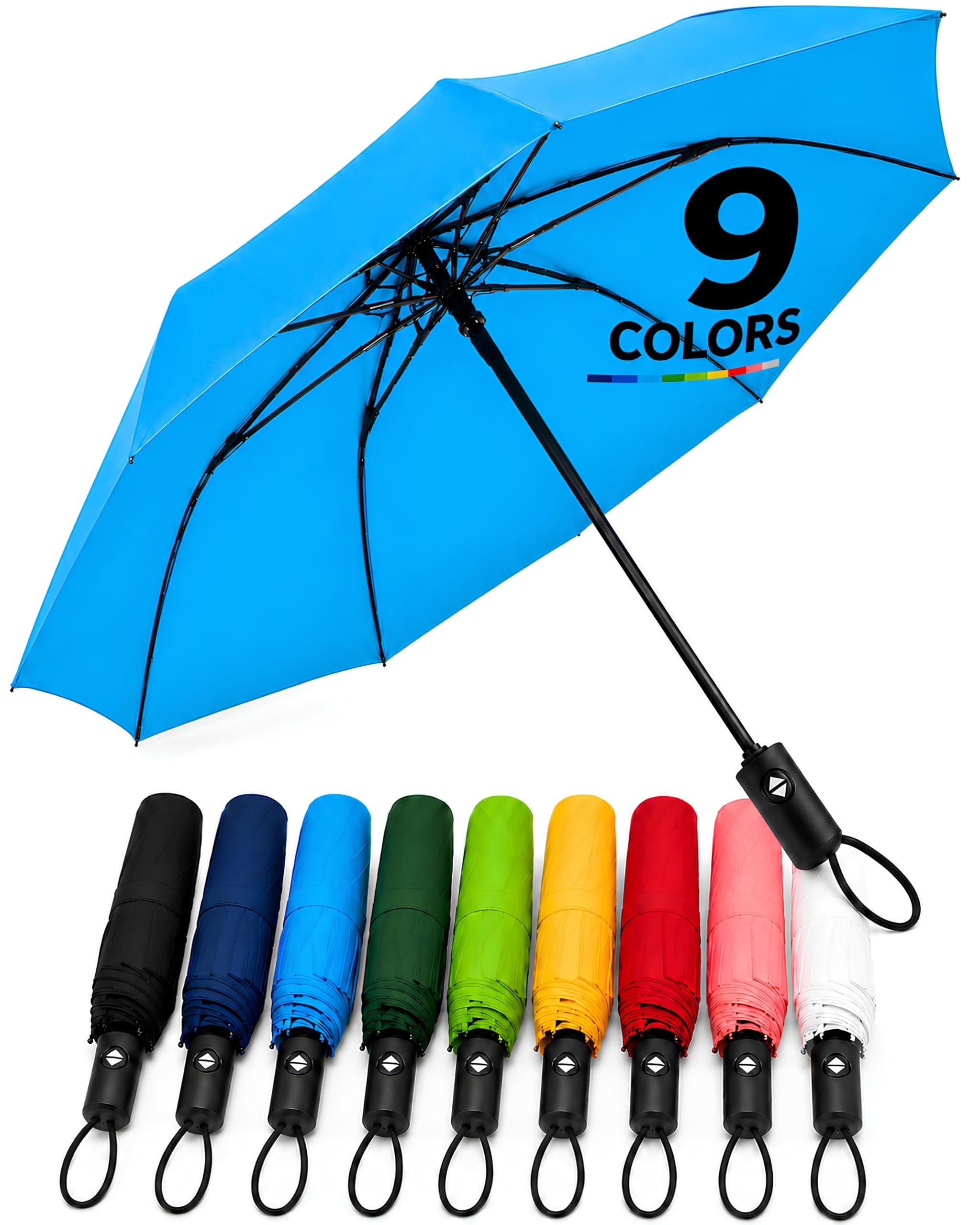 Ombrello pieghevole I Ombrello pioggia 3 misure Ø95cm, Ø100cm, Ø105cm | Ombrello antivento, piccolo e leggero I Ombrello da viaggio per uomo e donna I Umbrella automatico apri e chiudi I Drytogo