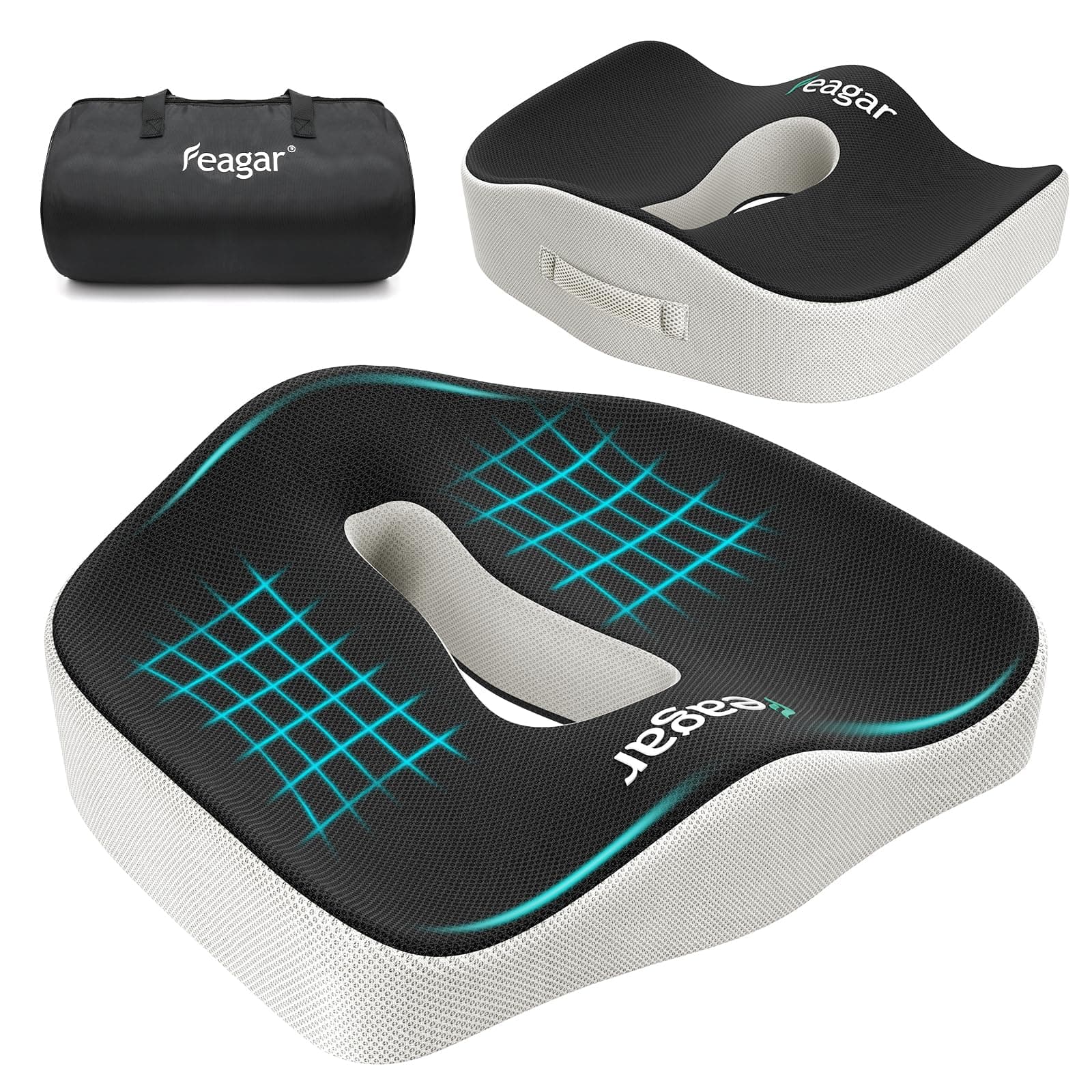 Feagar Coussin de Chaise Coussin Coccyx en Mousse à Mémoire, Coussin Siège Auto Coussin Voiture Conducteur Orthopédique Bureau Fauteuil