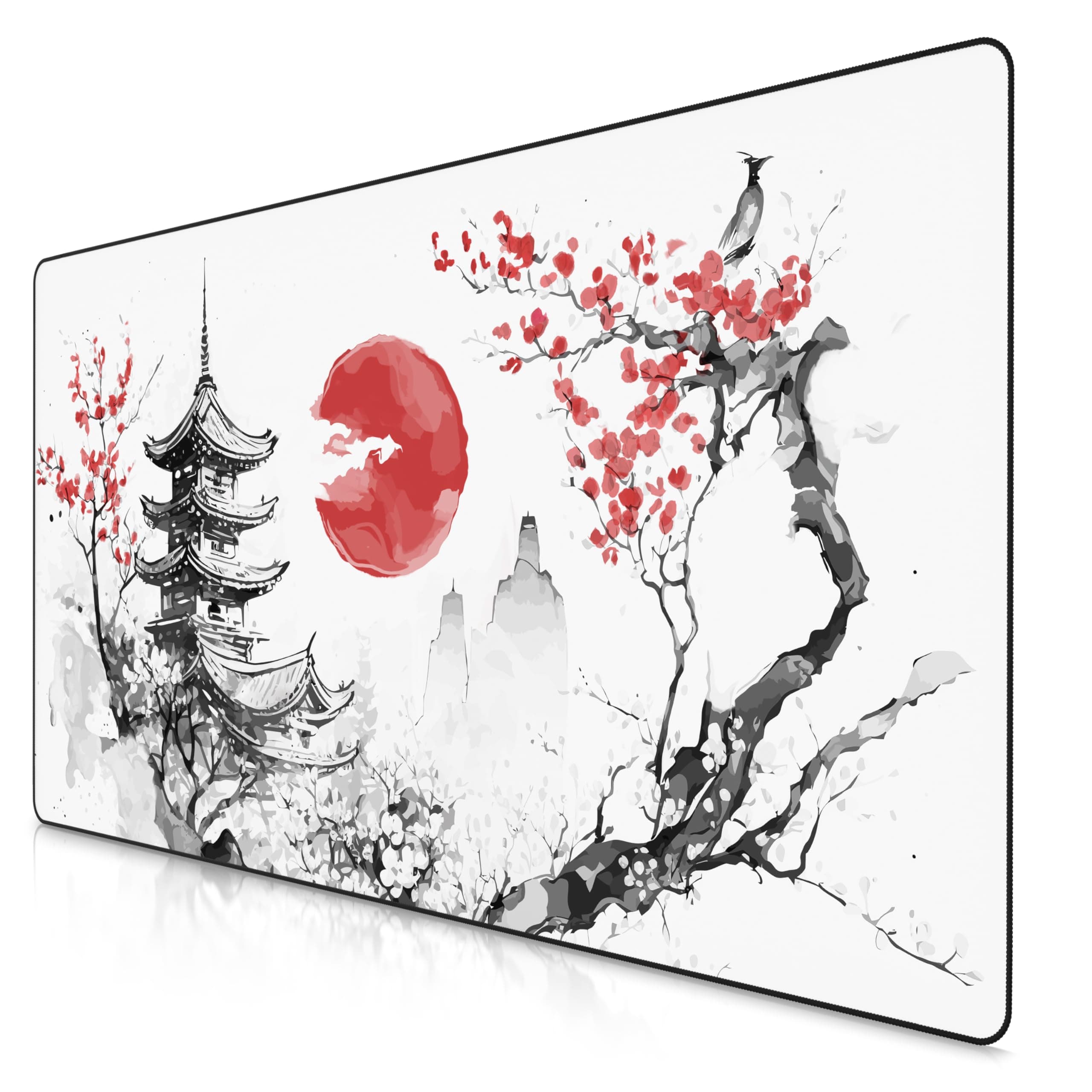 Titanwolf XXXL Übergröße Mauspad 1200x600mm, Gaming Mousepad Groß,120x60 cm Tischunterlage Large Size, verbessert Präzision und Geschwindigkeit XXXL, für Logitech Maus und Tastatur, Japan Ink Painting